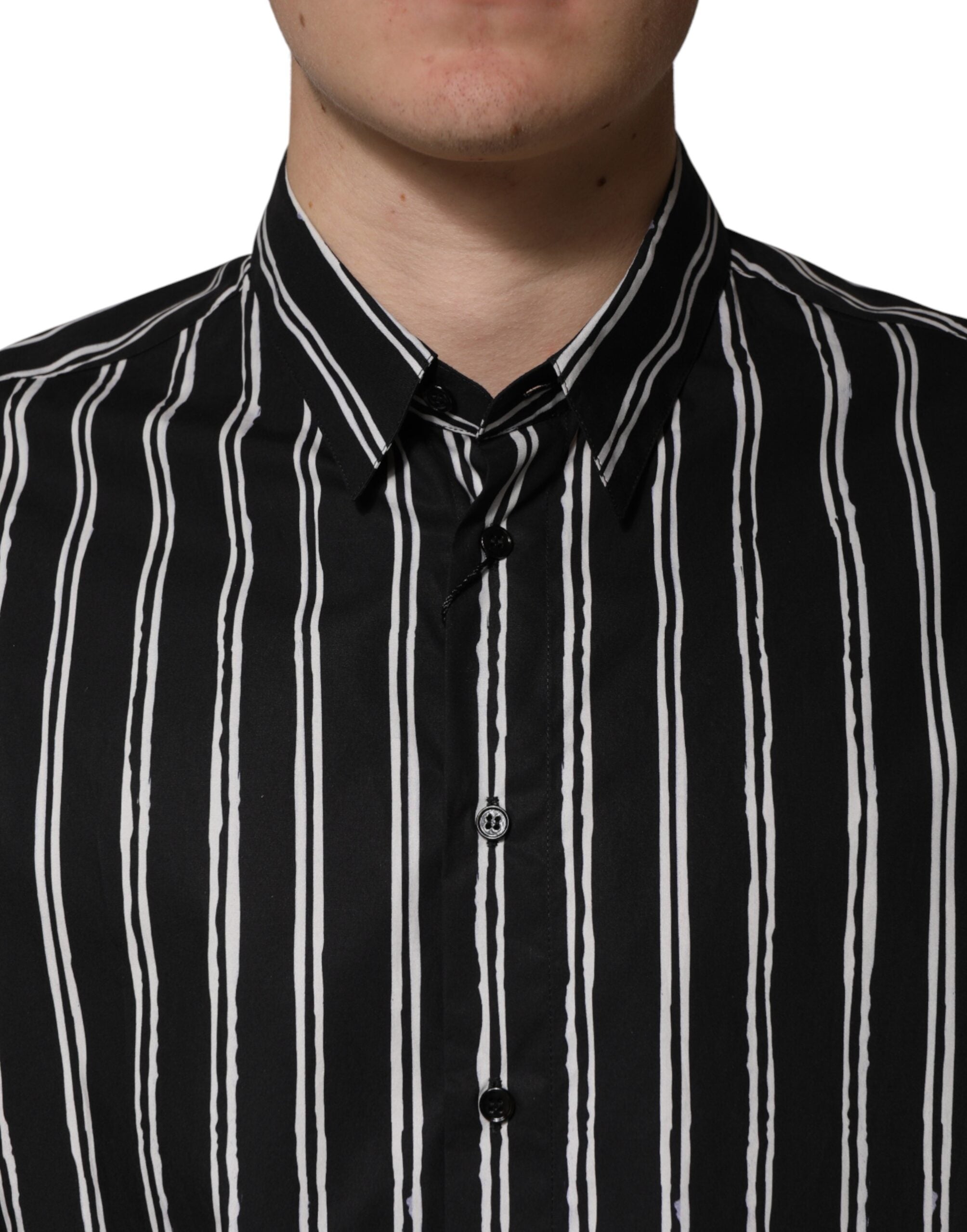 Black Stripes Cotton Men Formal Dress Shirt - ventzia