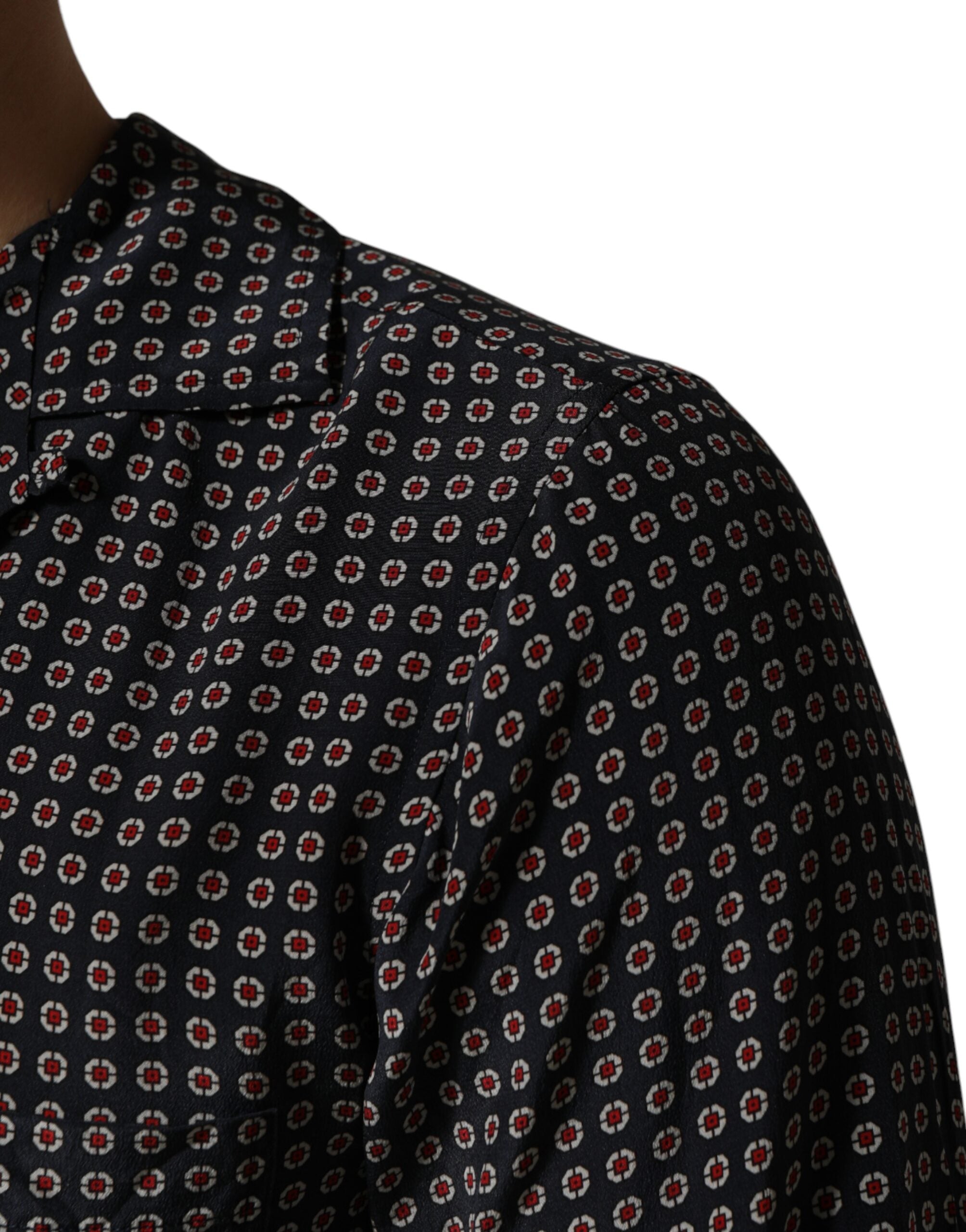 Black Patterned Silk Men Button Down Shirt - ventzia