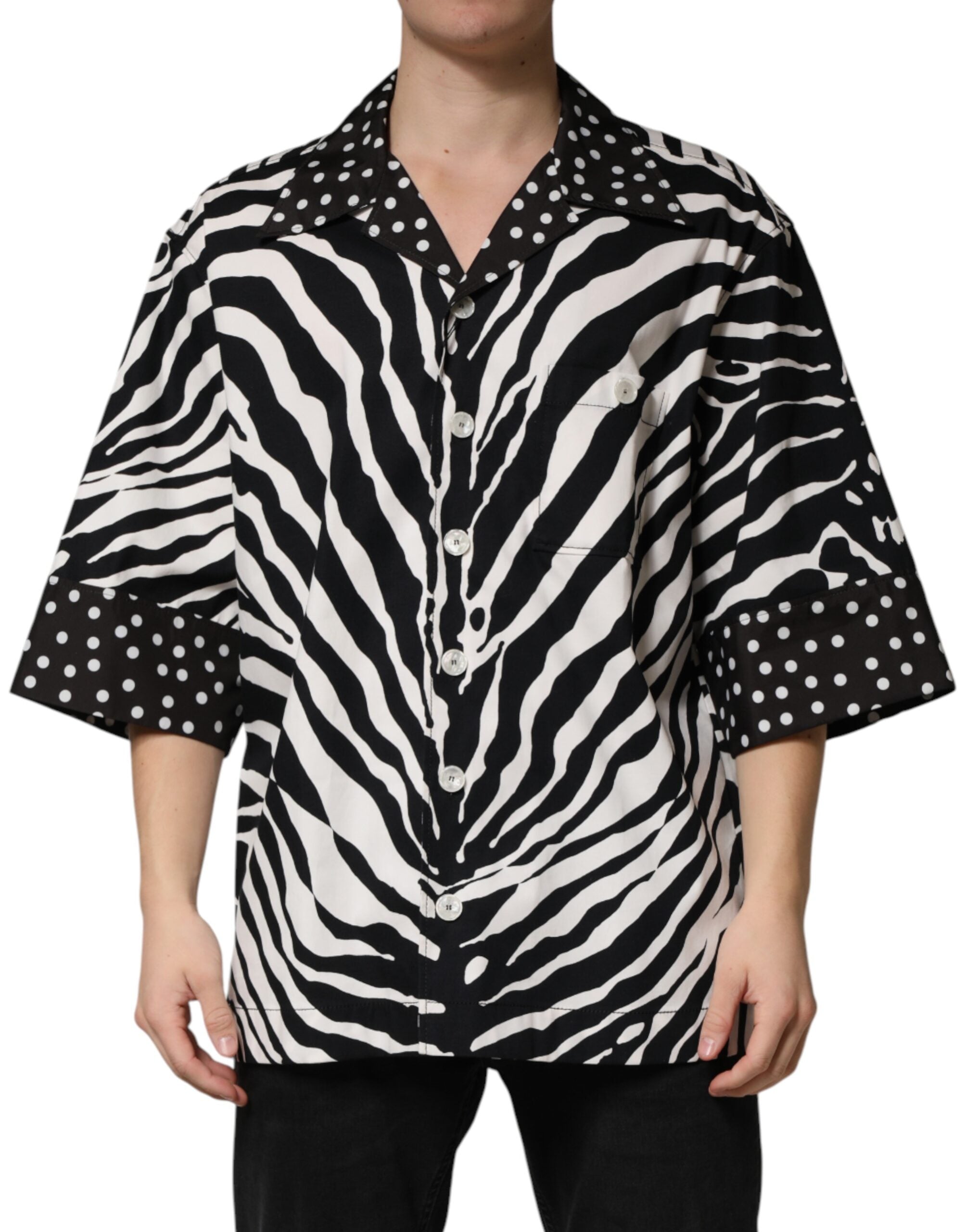 Black White Zebra ButtonDown Oversize Shirt - ventzia