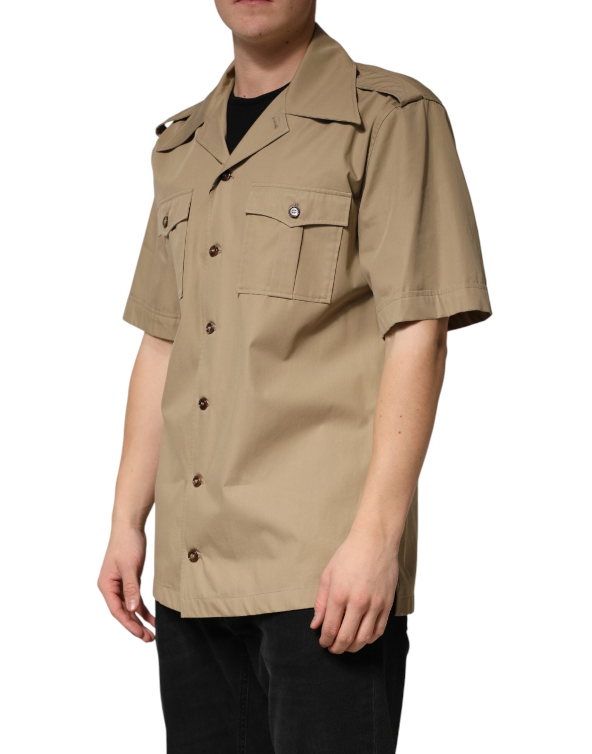 Brown Pin Up Short Sleeves Men Casual Shirt - ventzia