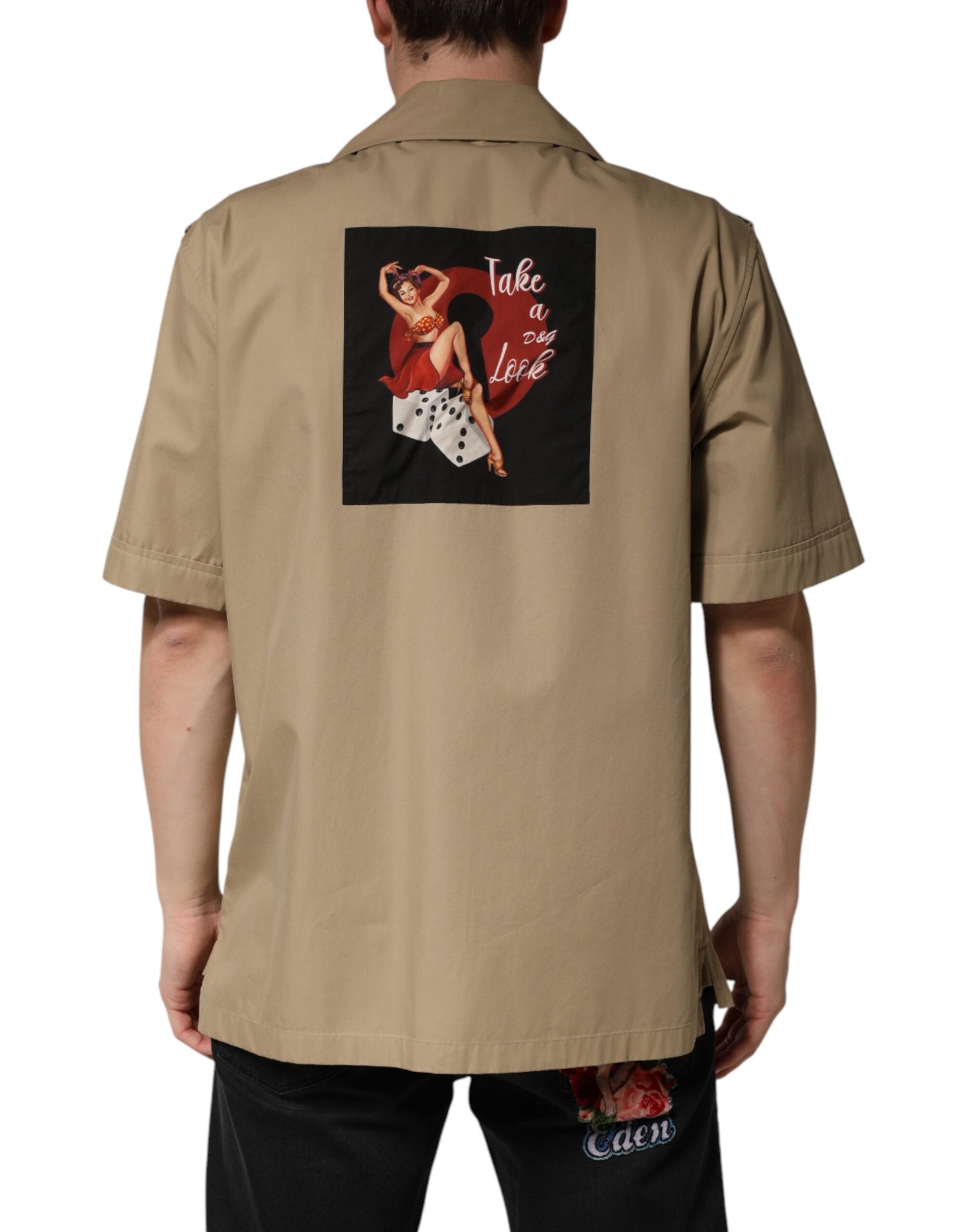 Brown Pin Up Short Sleeves Men Casual Shirt - ventzia