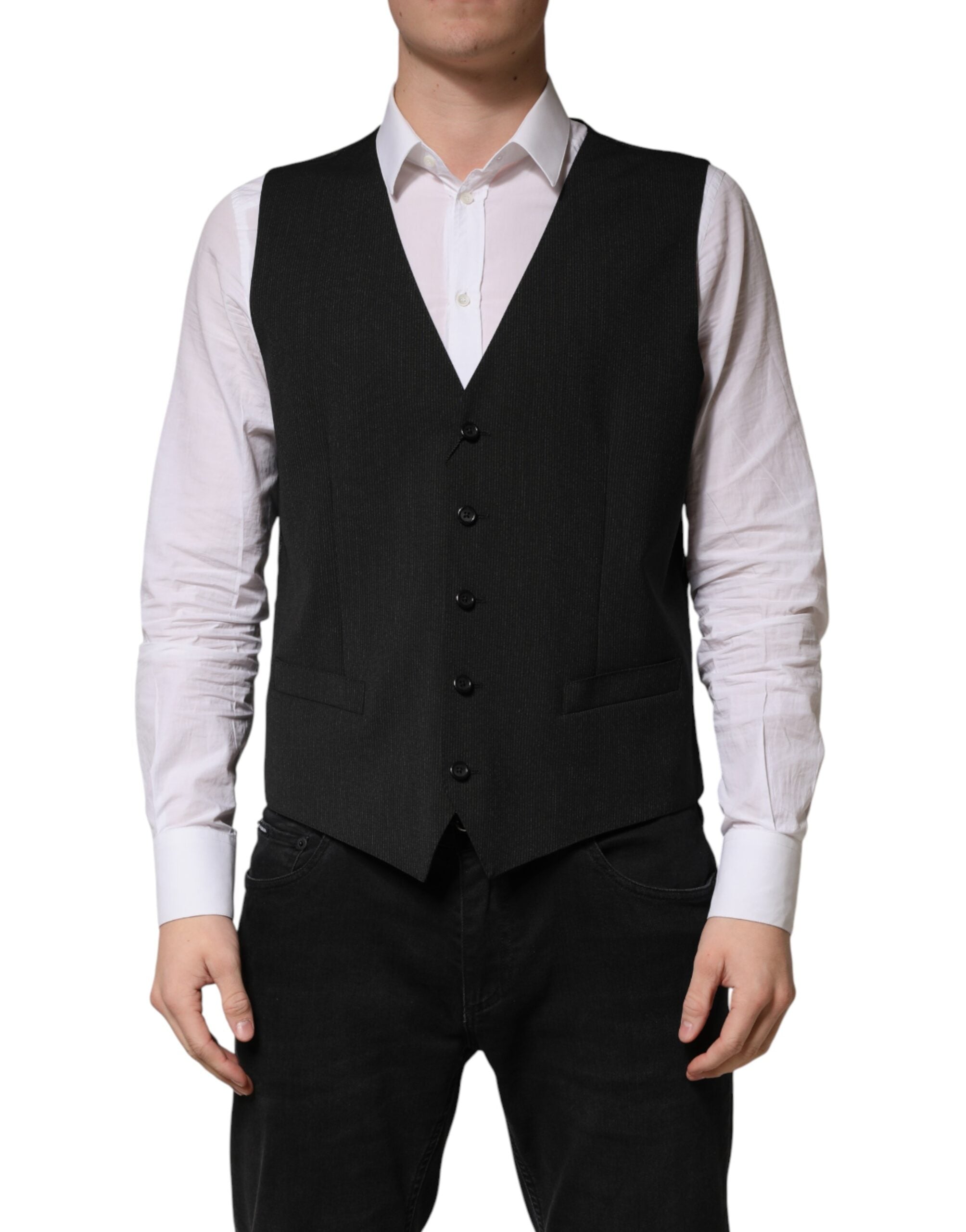Black Wool Dress Men Formal Waistcoat Vest - ventzia