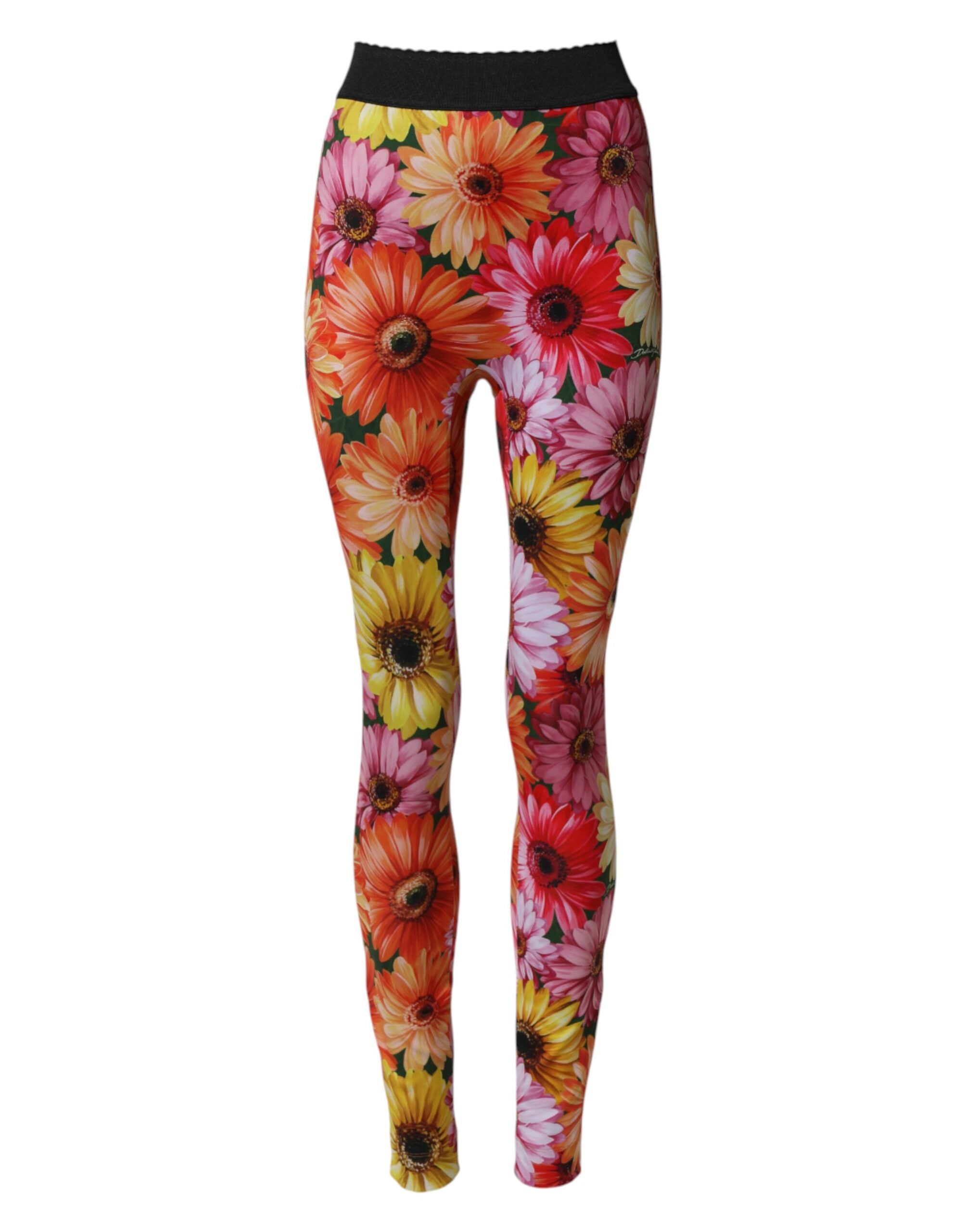 Multicolor Floral Leggings StretchWaist Pants - ventzia