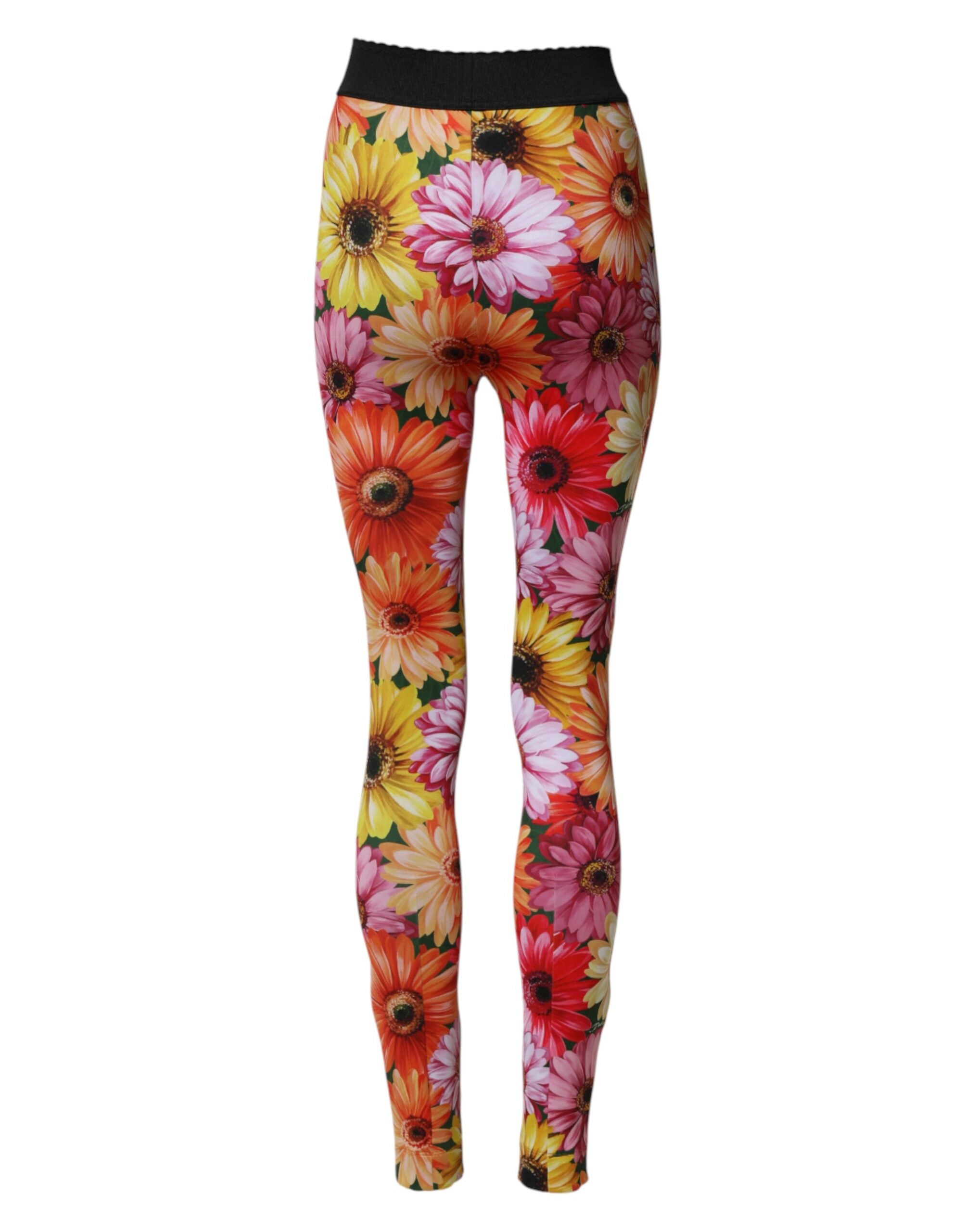 Multicolor Floral Leggings StretchWaist Pants - ventzia