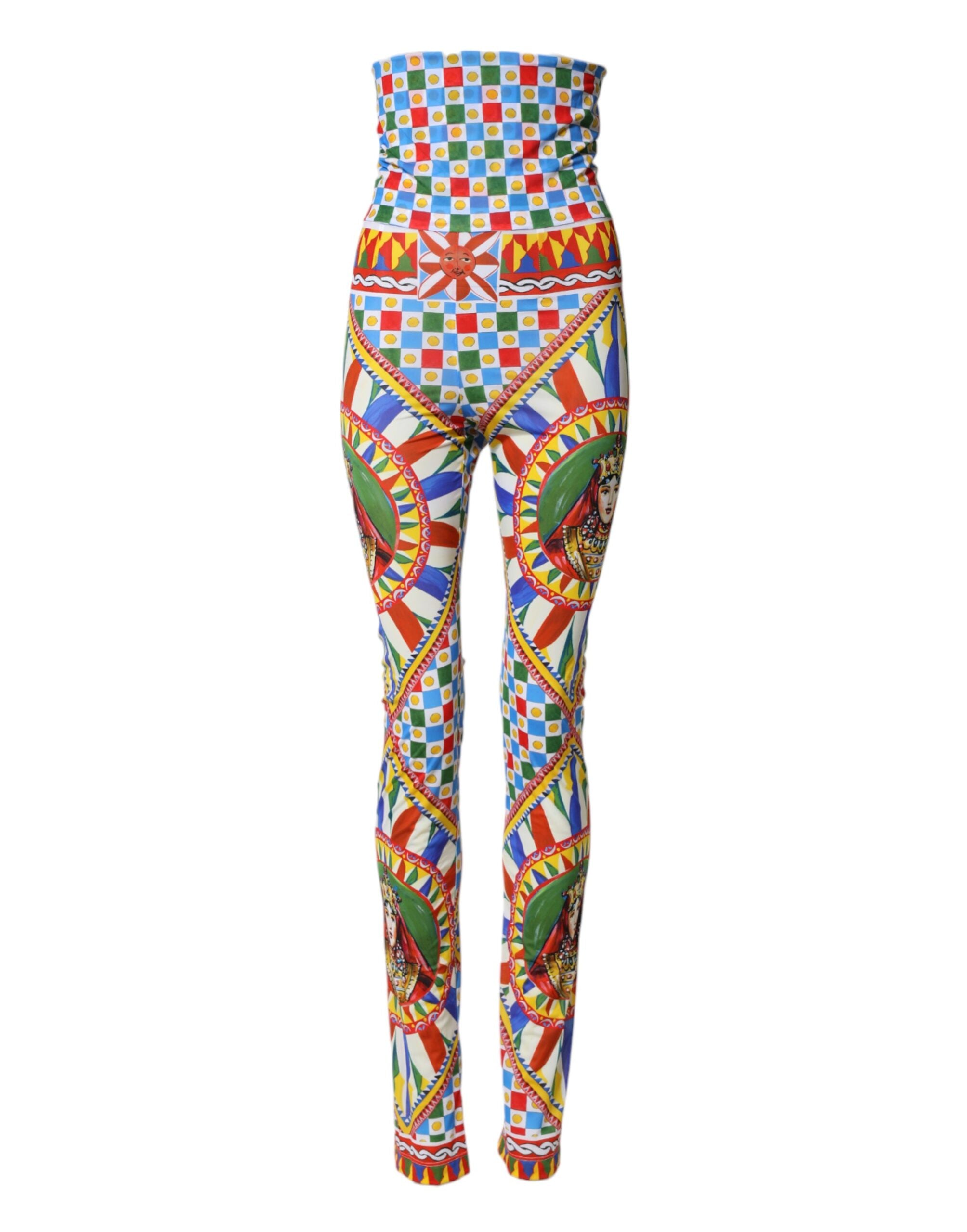 Multicolor Carretto Leggings High Waist Pants - ventzia