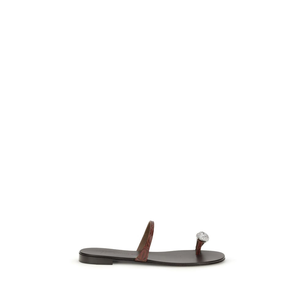 Brown Calf Leather Bos Taurus Flat Sandals - ventzia