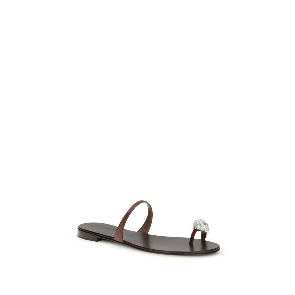 Brown Calf Leather Bos Taurus Flat Sandals - ventzia