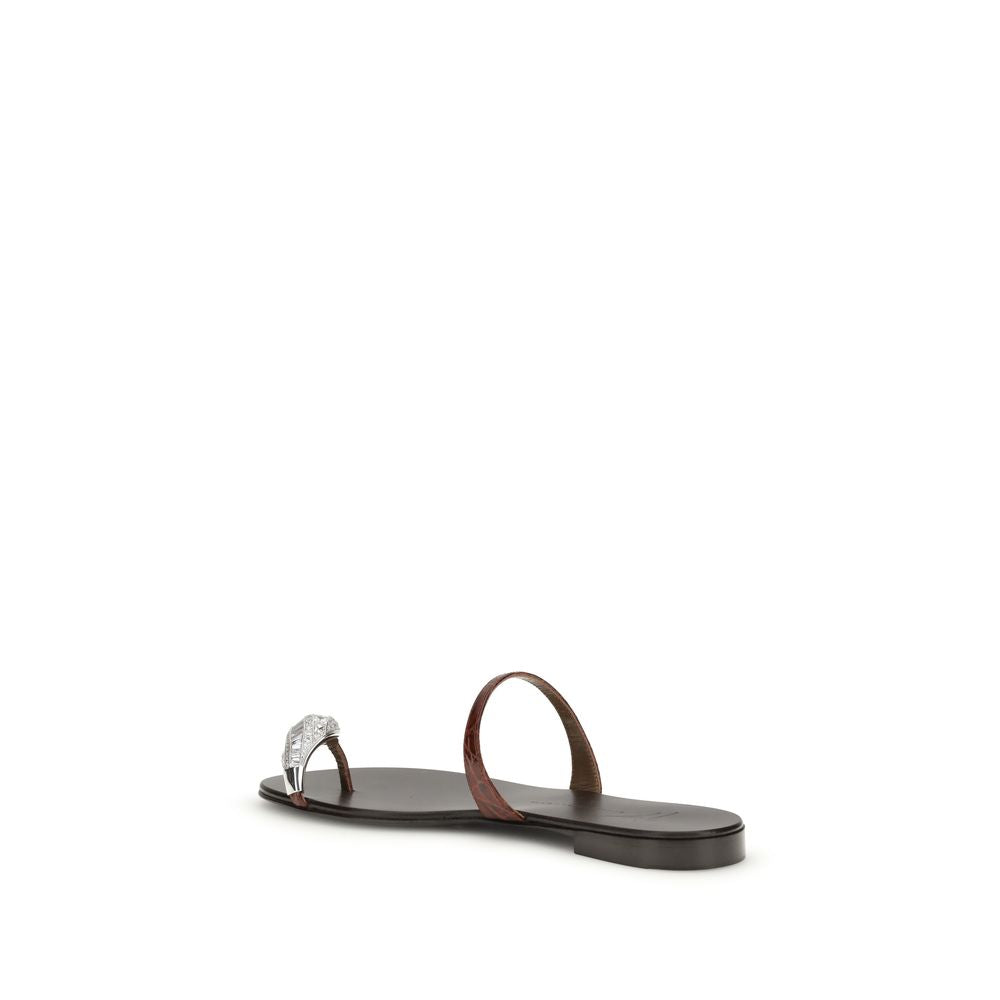 Brown Calf Leather Bos Taurus Flat Sandals - ventzia