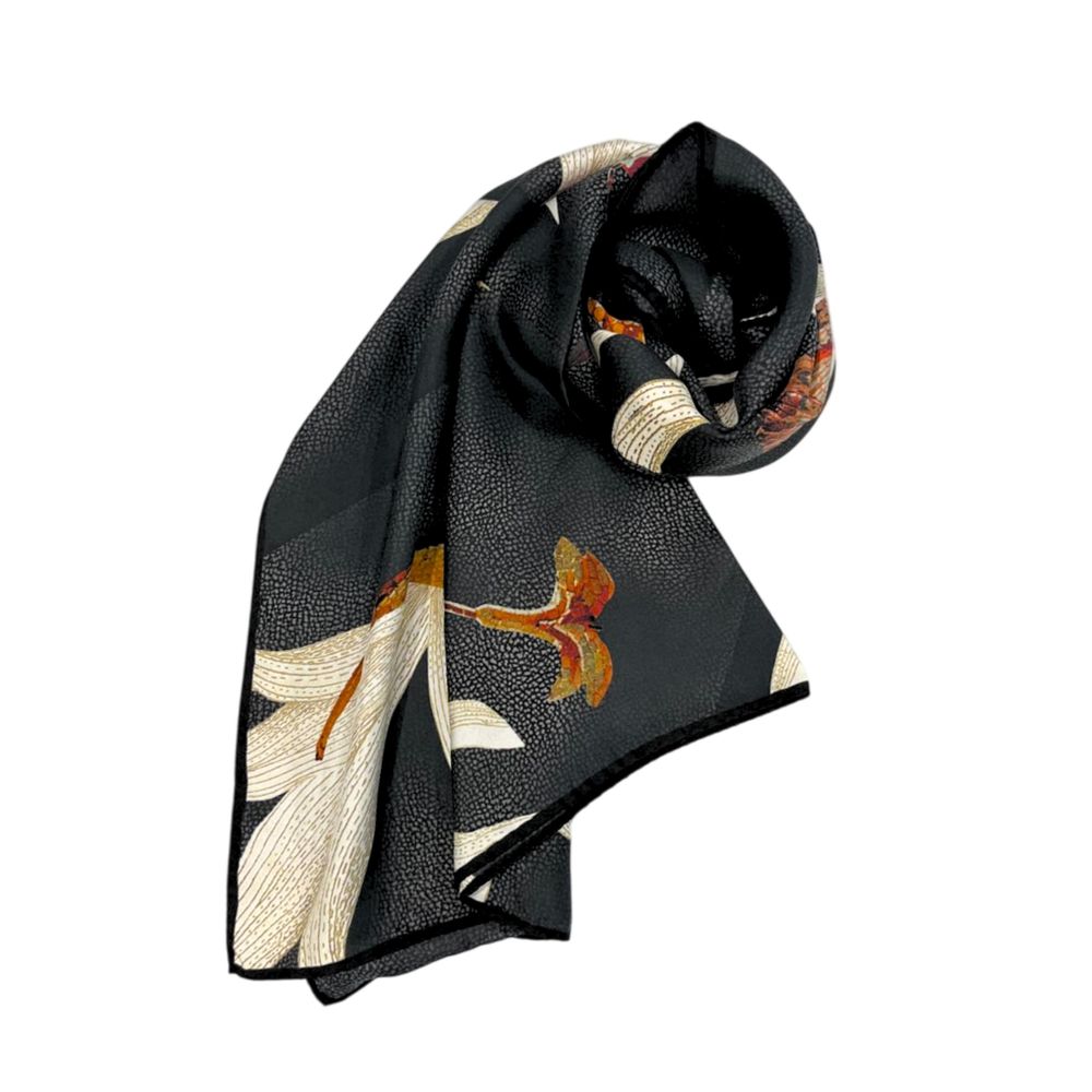 Black Silk Women Scarf - ventzia