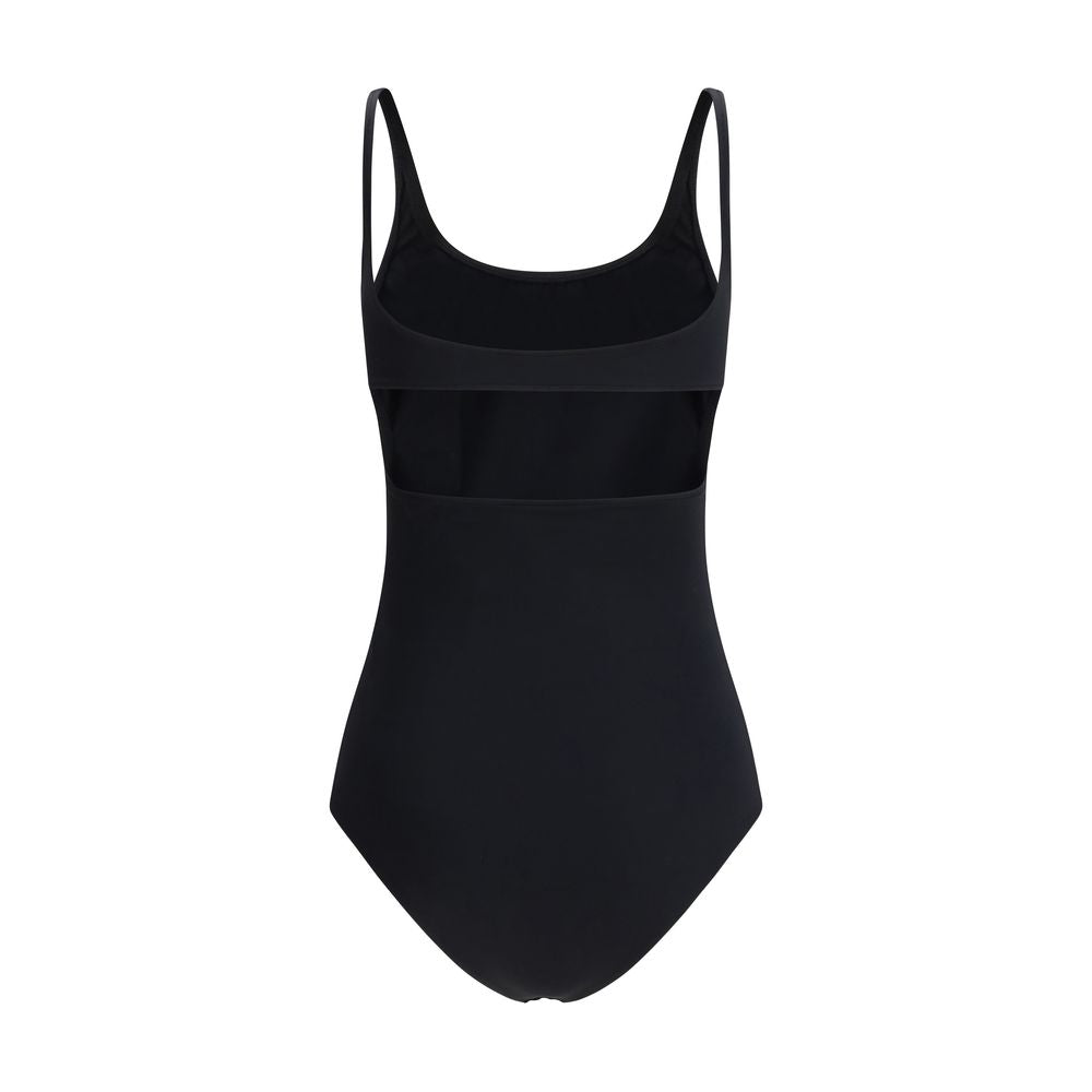 Black Elastane One-Piece Swimsuit - ventzia