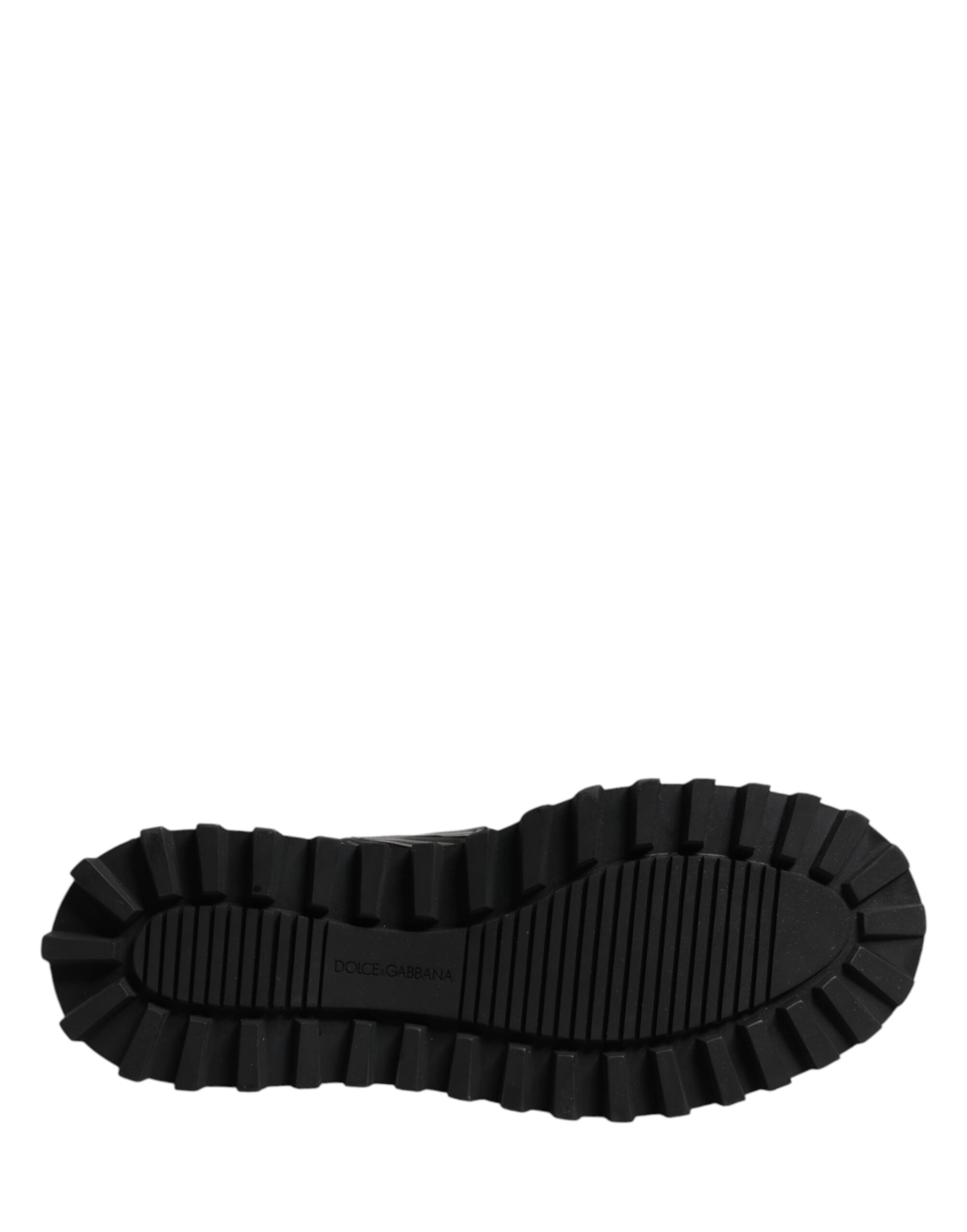 Black Leather DG Plaque Lace Up Boots Shoes - ventzia