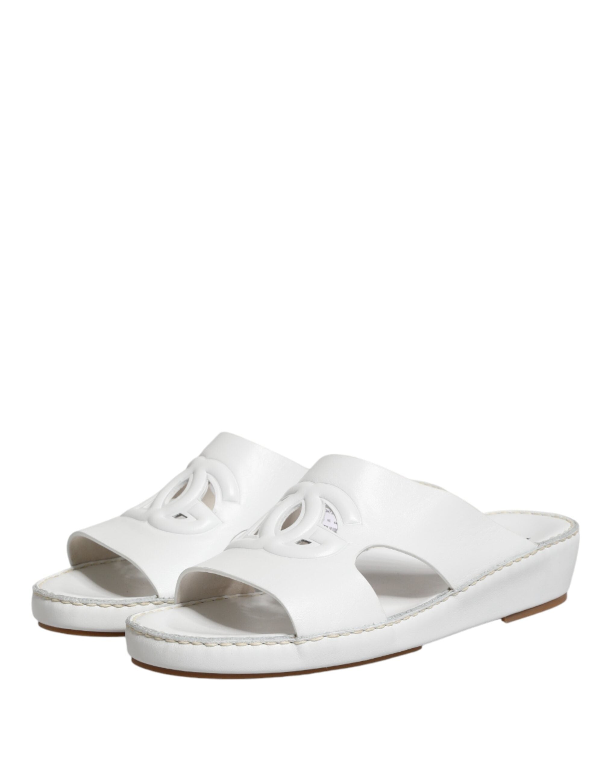 White DG Cutout Slides Slippers Flats Shoes - ventzia