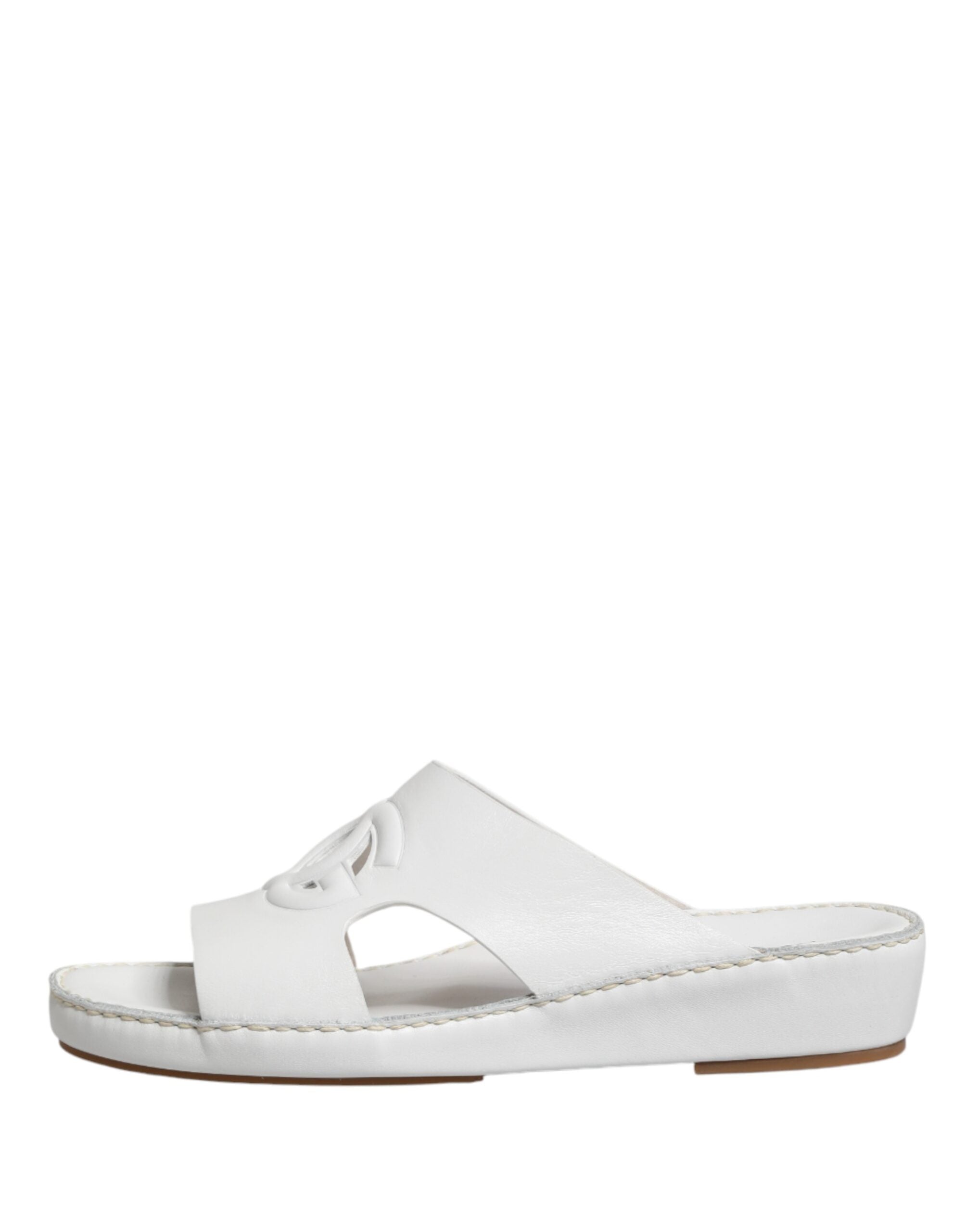White DG Cutout Slides Slippers Flats Shoes - ventzia