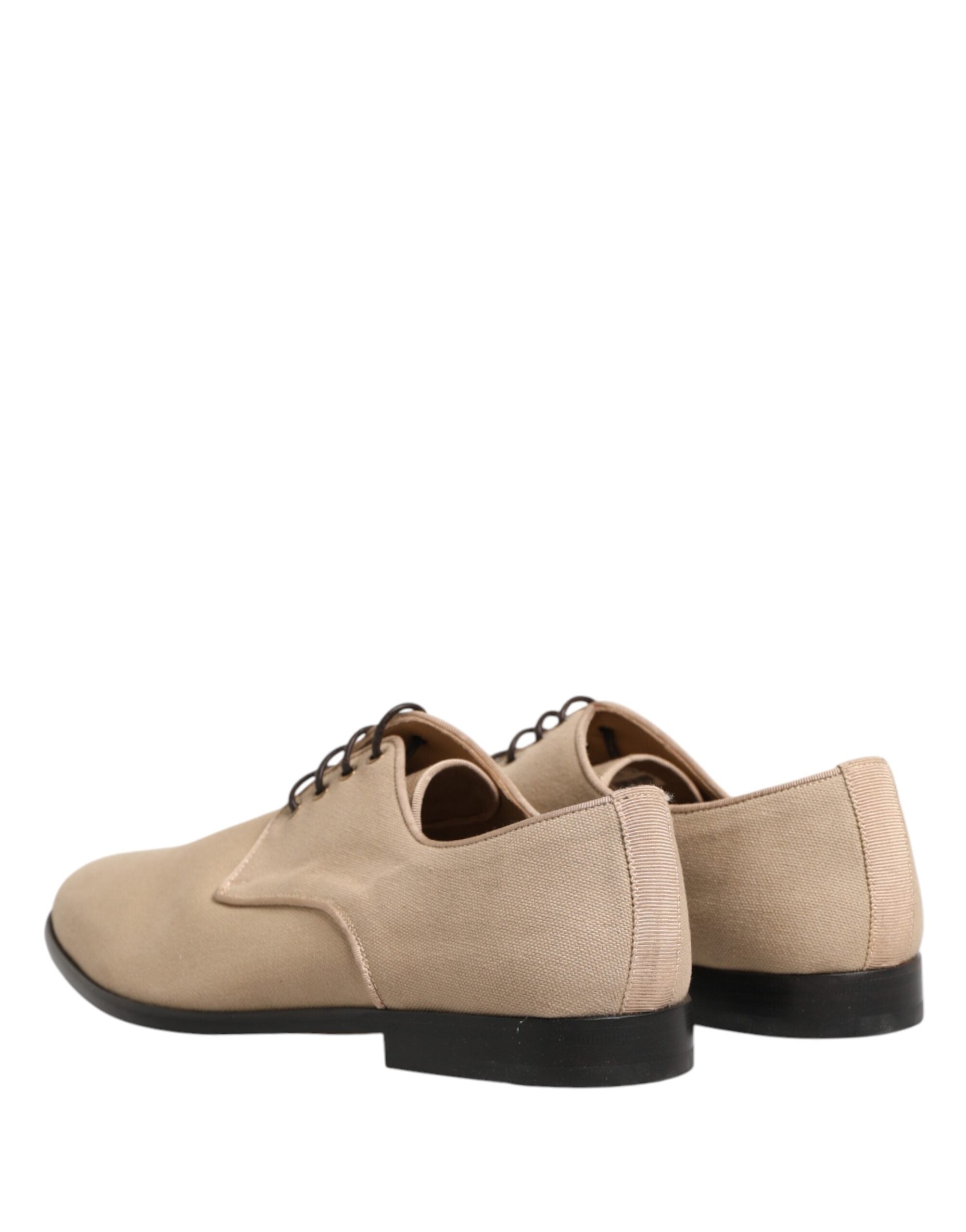 Beige Canvas Derby Lace Up Dress Men Shoes - ventzia