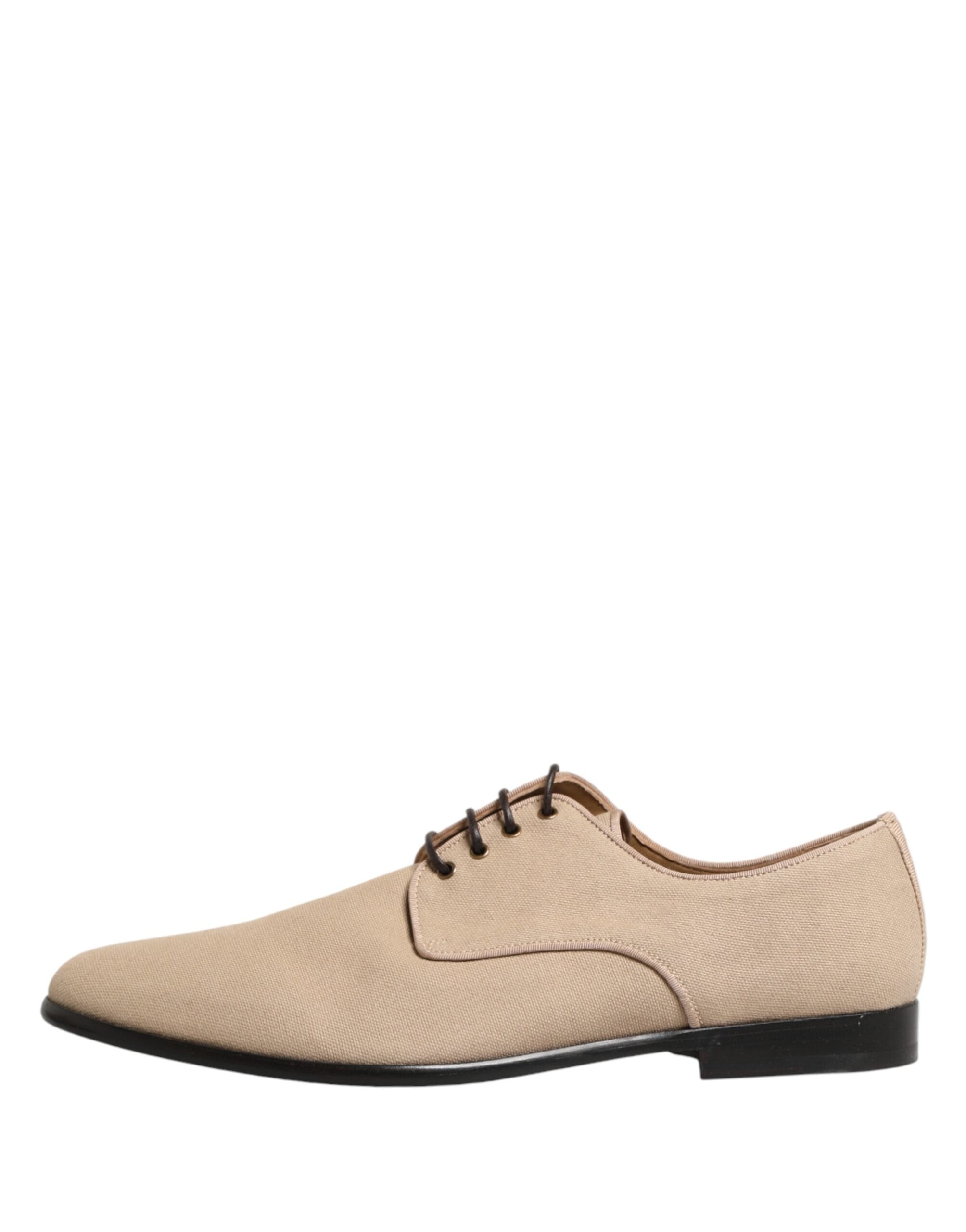 Beige Canvas Derby Lace Up Dress Men Shoes - ventzia