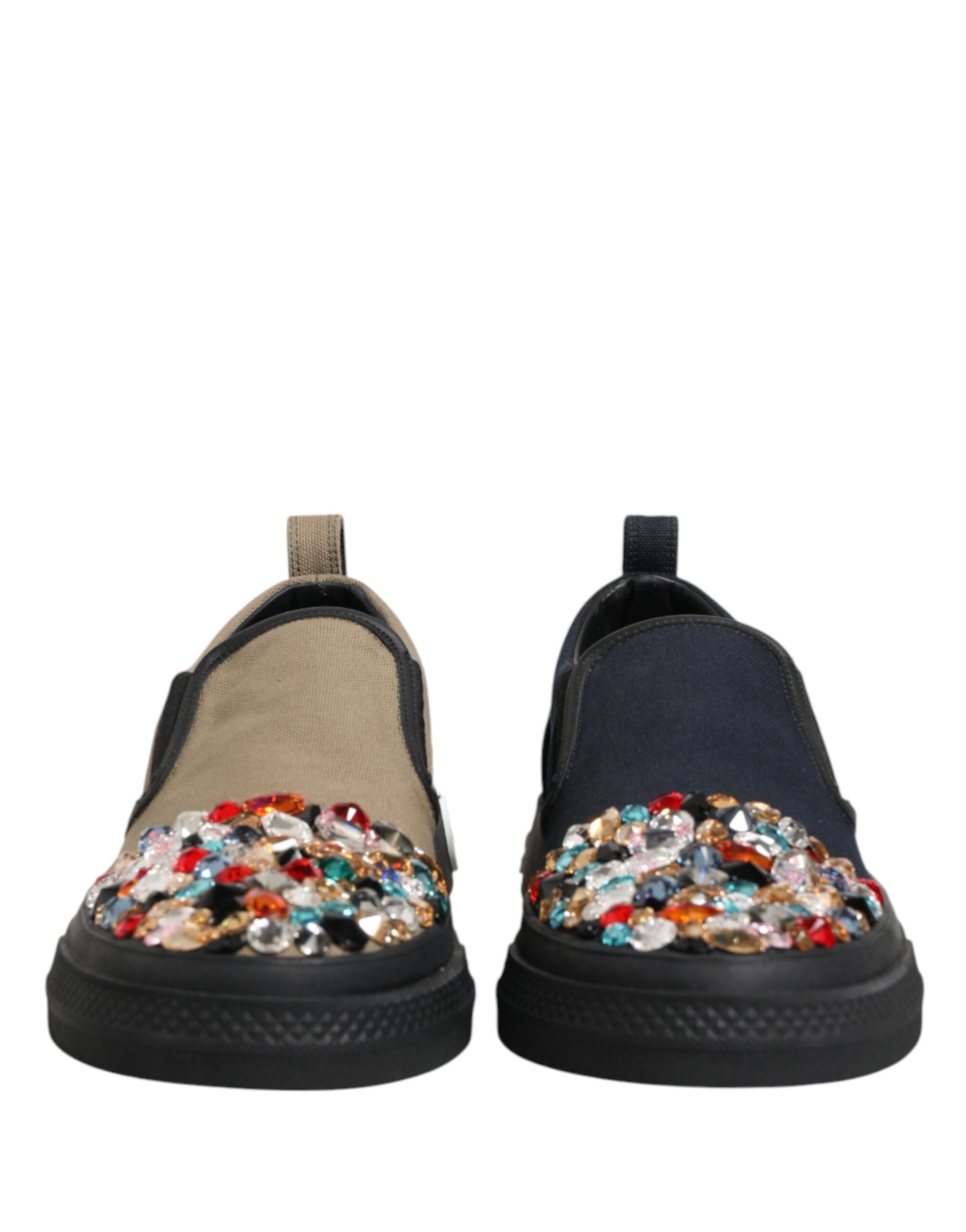 Blue Canvas Embellished Slip On Men Sneakers Shoes - ventzia