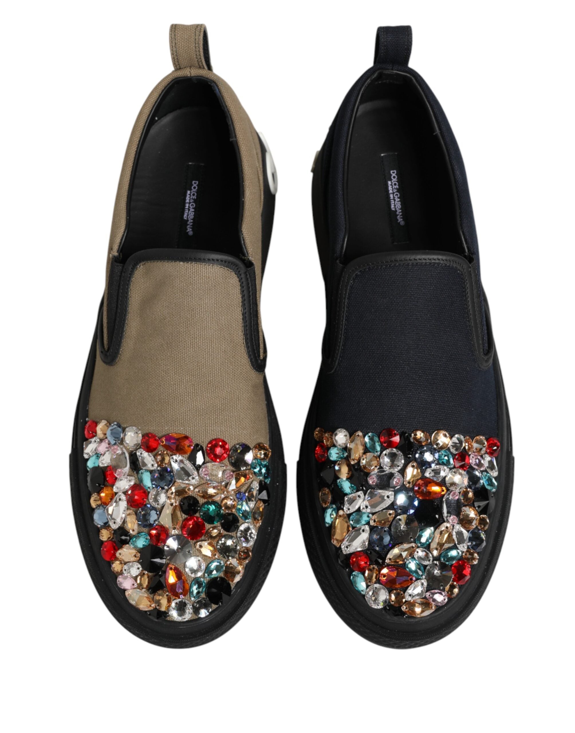 Blue Canvas Embellished Slip On Men Sneakers Shoes - ventzia