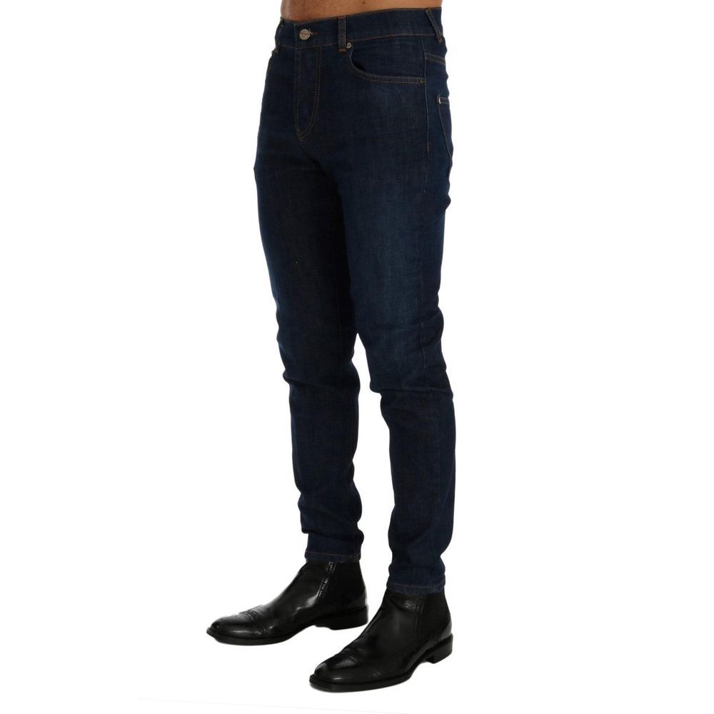 Blue Cotton Slim Fit Jeans - ventzia