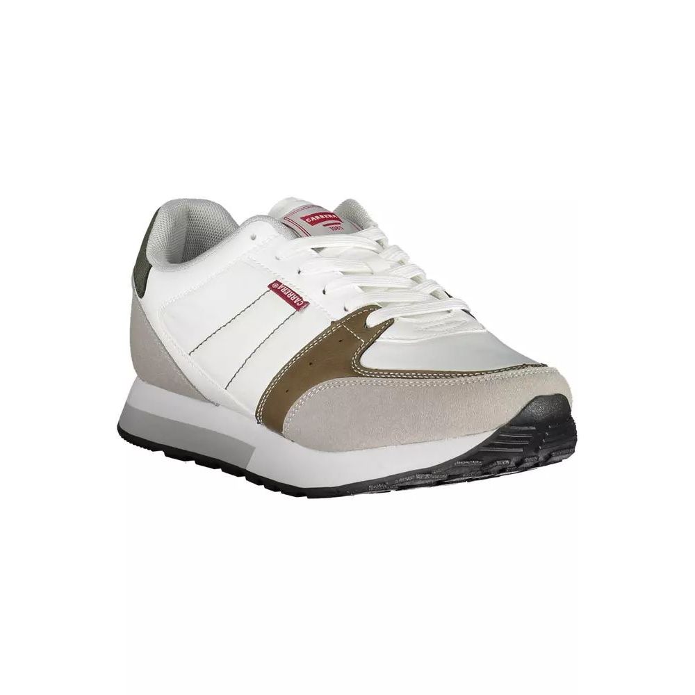 White Polyester Athletic Sneakers - ventzia