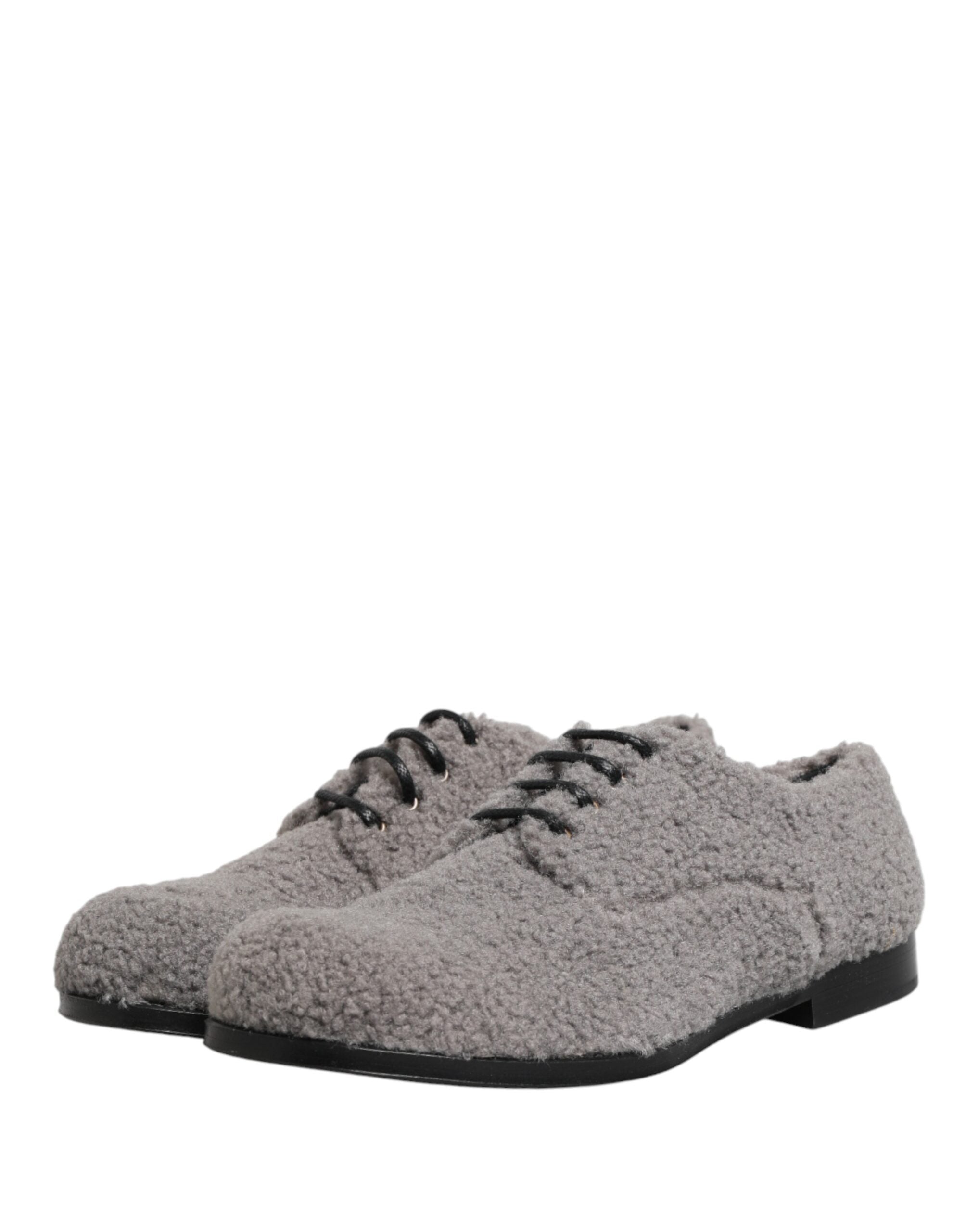 Gray Fleece Lace Up Men Derby Dress Shoes - ventzia