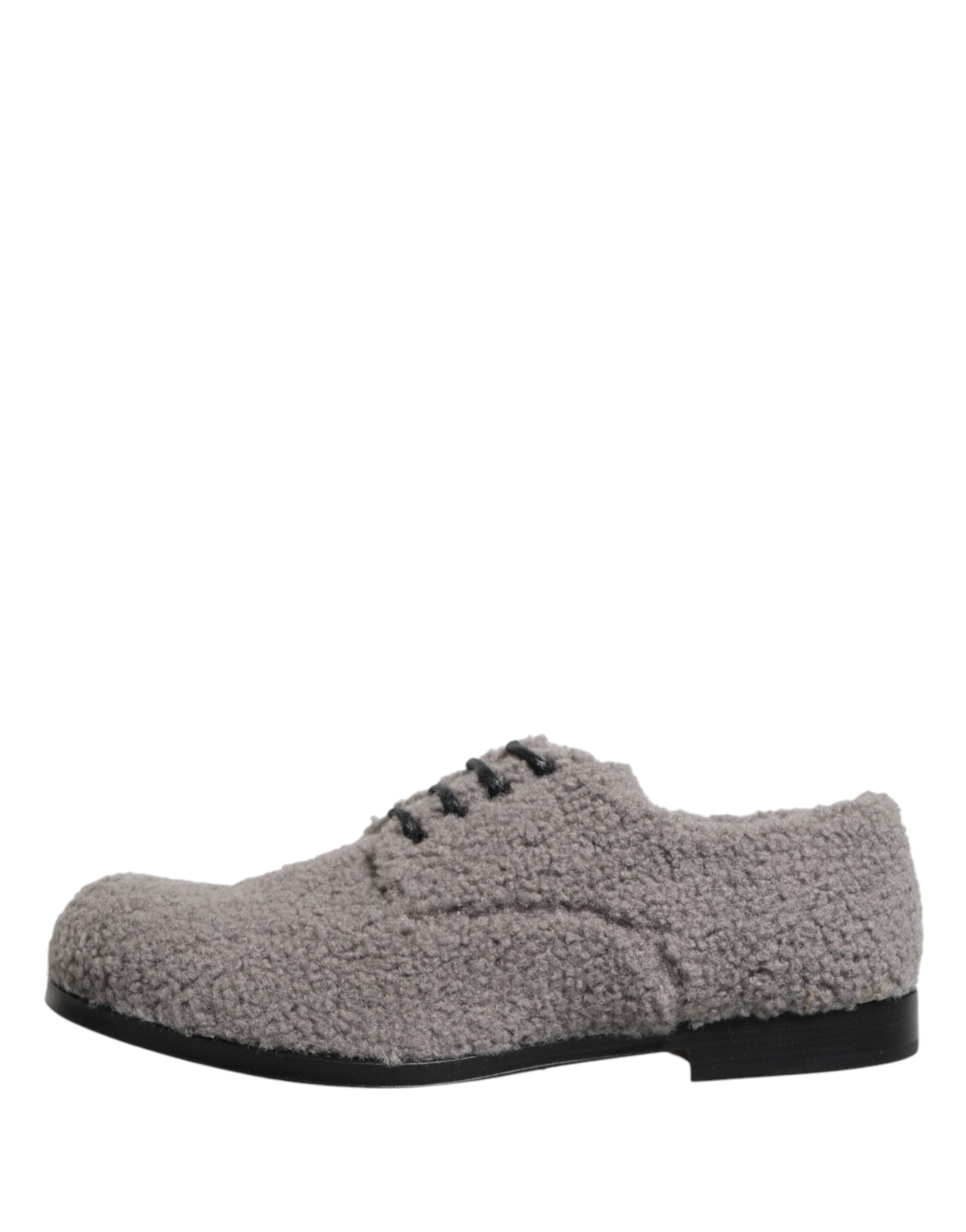 Gray Fleece Lace Up Men Derby Dress Shoes - ventzia