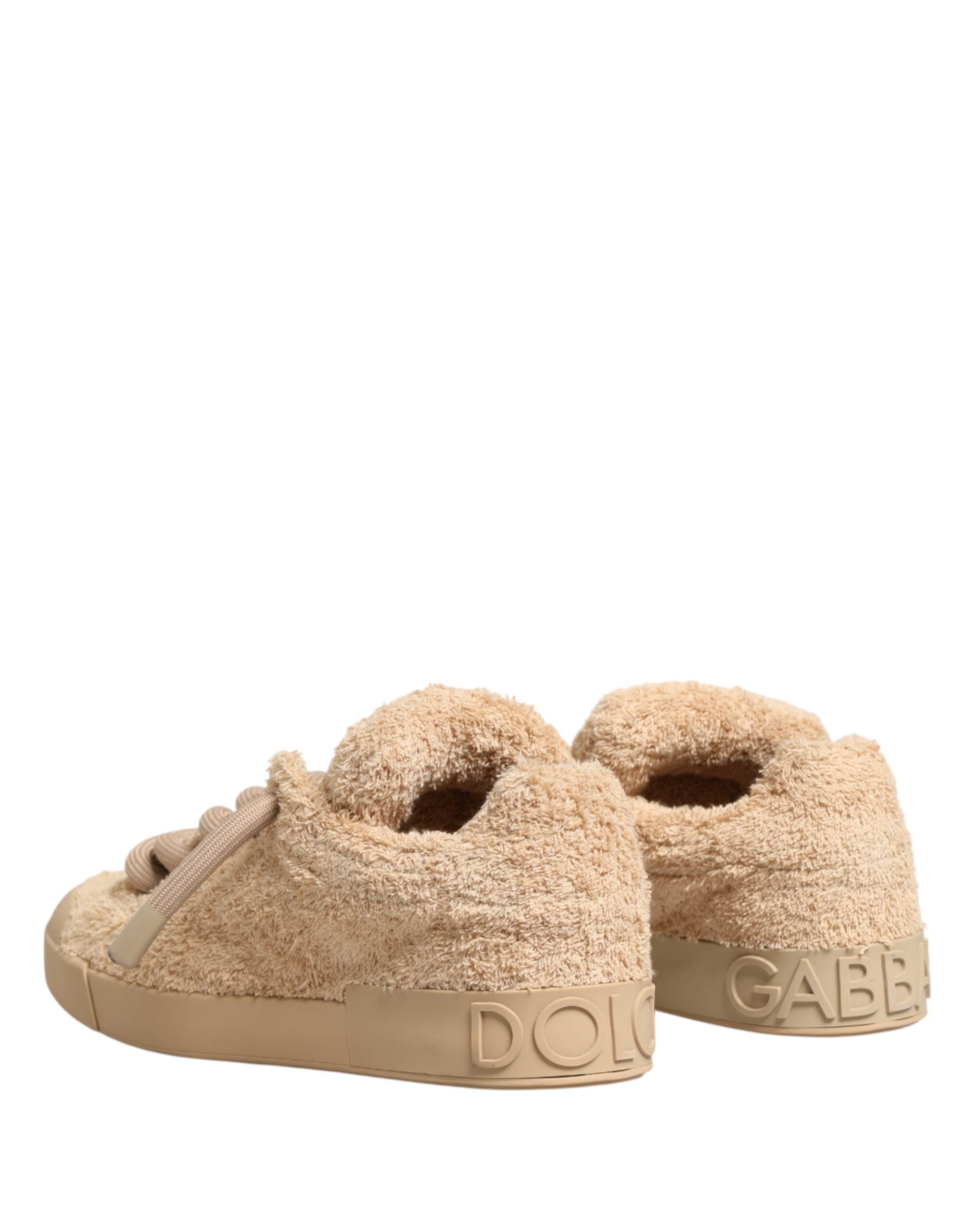 Shoes Beige Faux Shearling Low Top Sneakers - ventzia