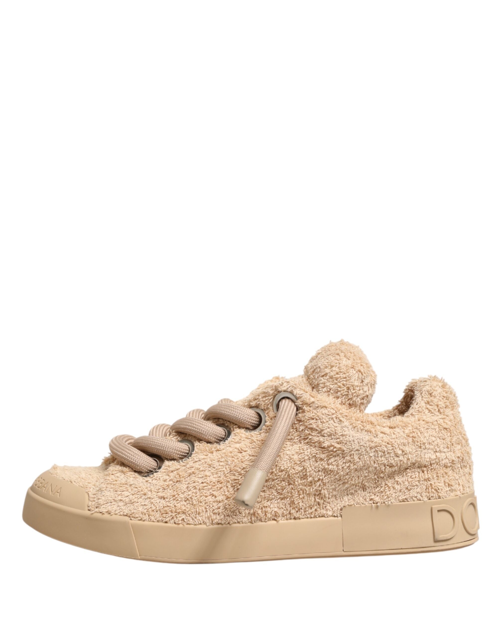 Shoes Beige Faux Shearling Low Top Sneakers - ventzia