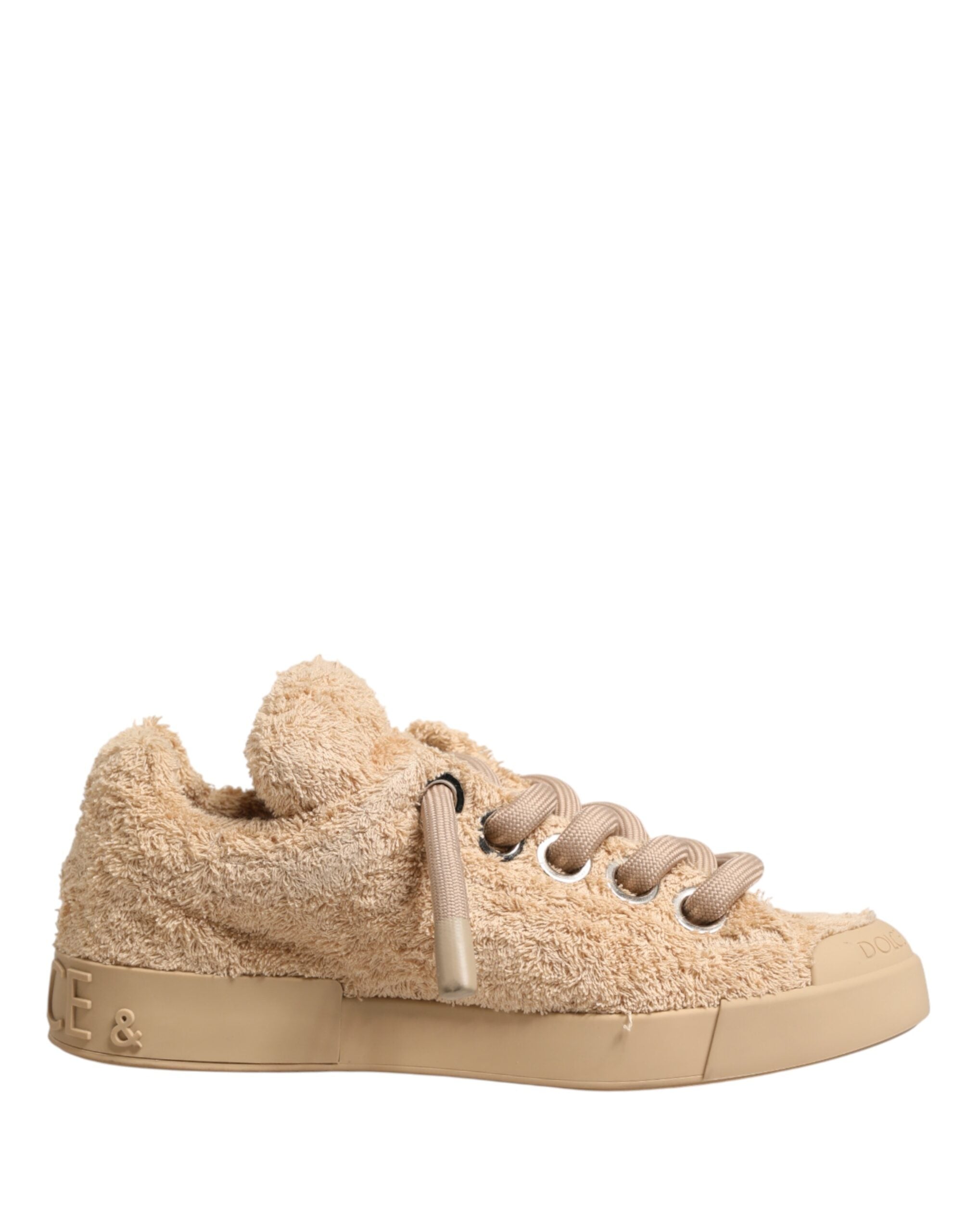 Shoes Beige Faux Shearling Low Top Sneakers