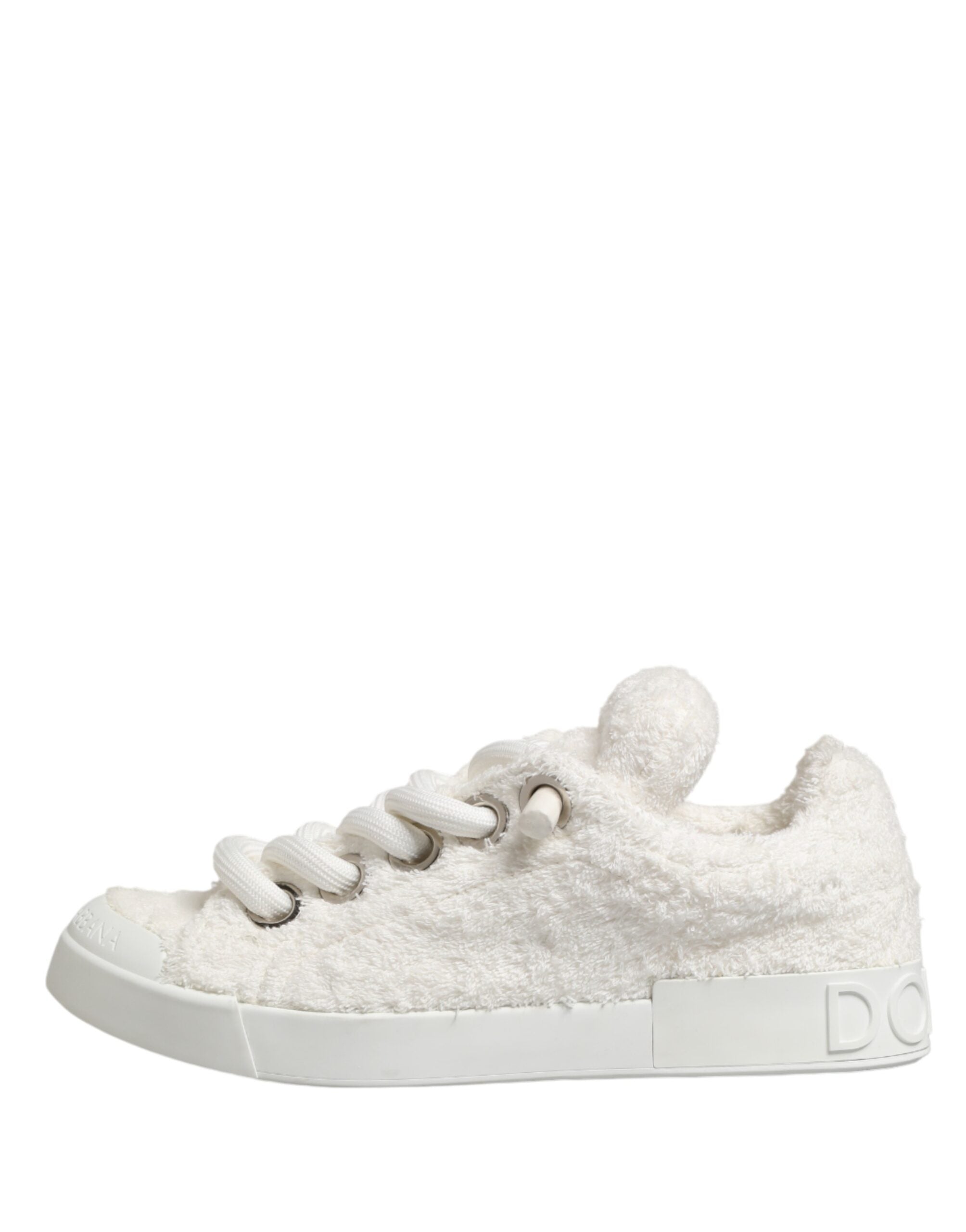 White Faux Shearling Low Top Sneakers Shoes - ventzia