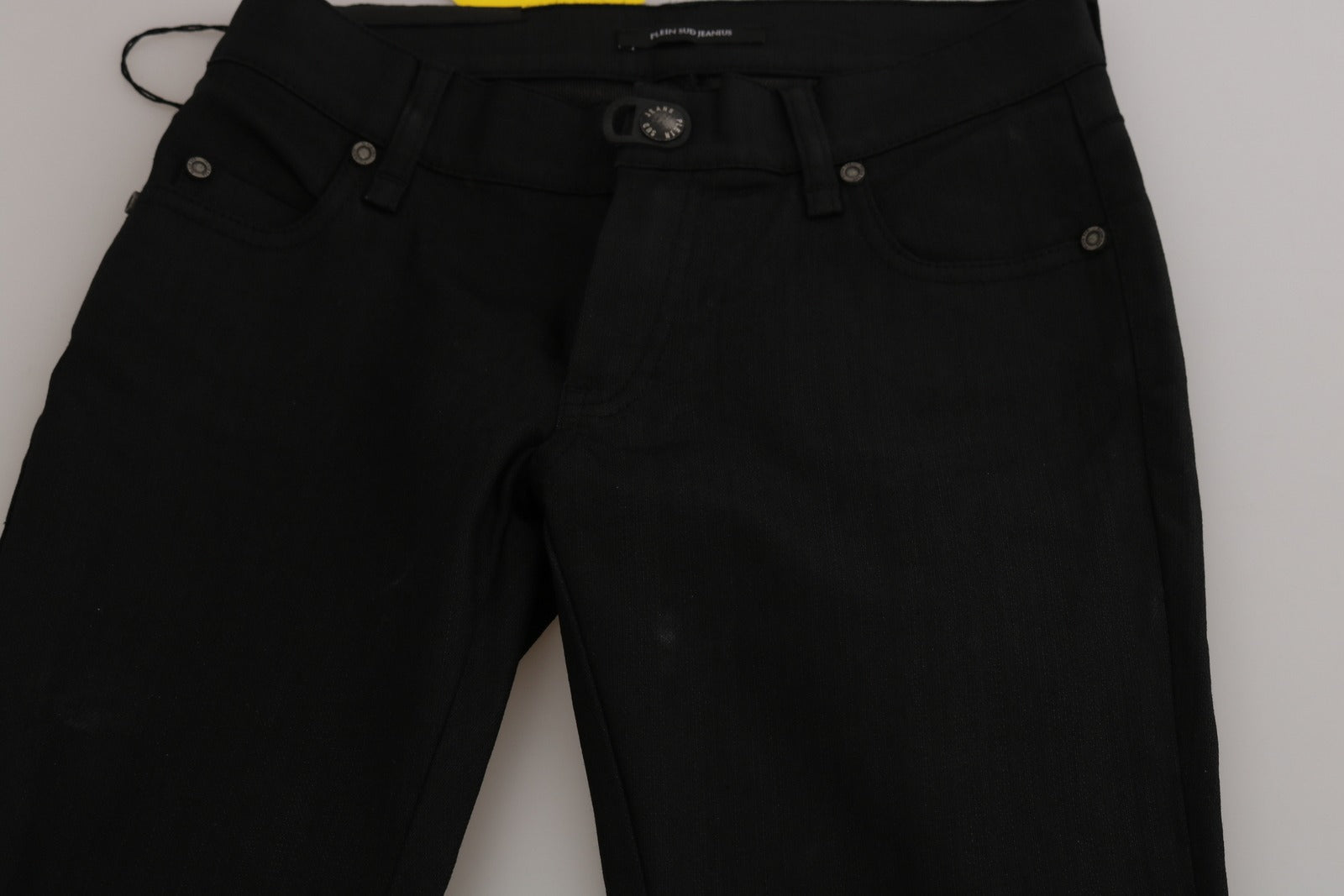 Cotton Black Mid Waist Skinny Denim Jeans - ventzia