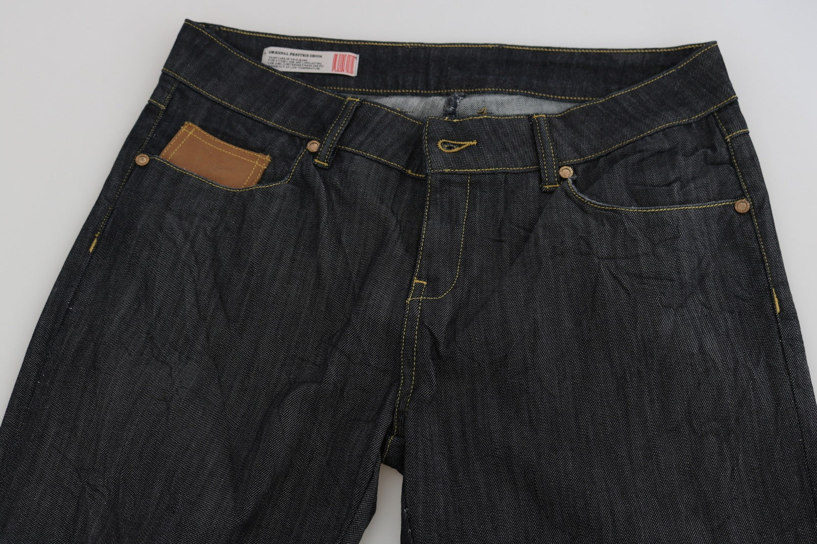 Cotton Blue High Waist Straight Cropped Trouser Jeans - ventzia