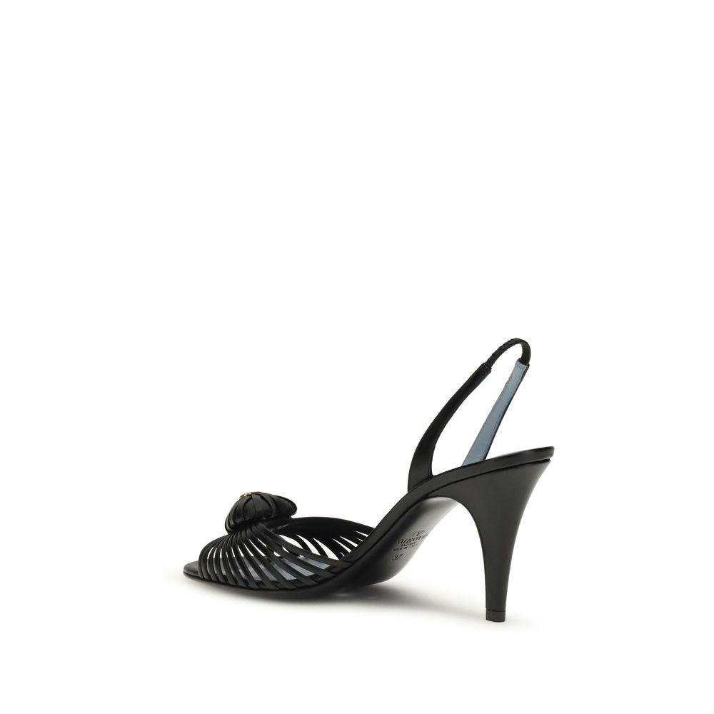 Black Calf Leather Bos Taurus Stiletto Heel Sandals - ventzia