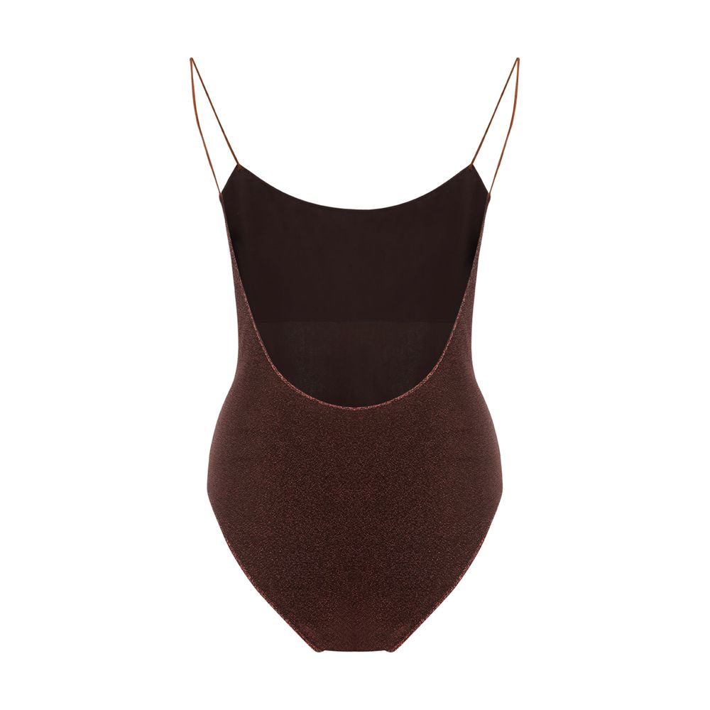Brown Metal One-Piece Swimsuit - ventzia