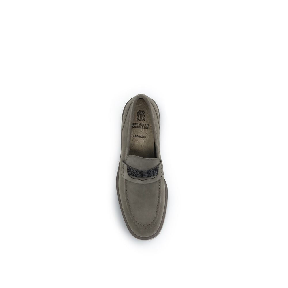 Beige Calf Leather Bos Taurus Slip-On Loafers - ventzia