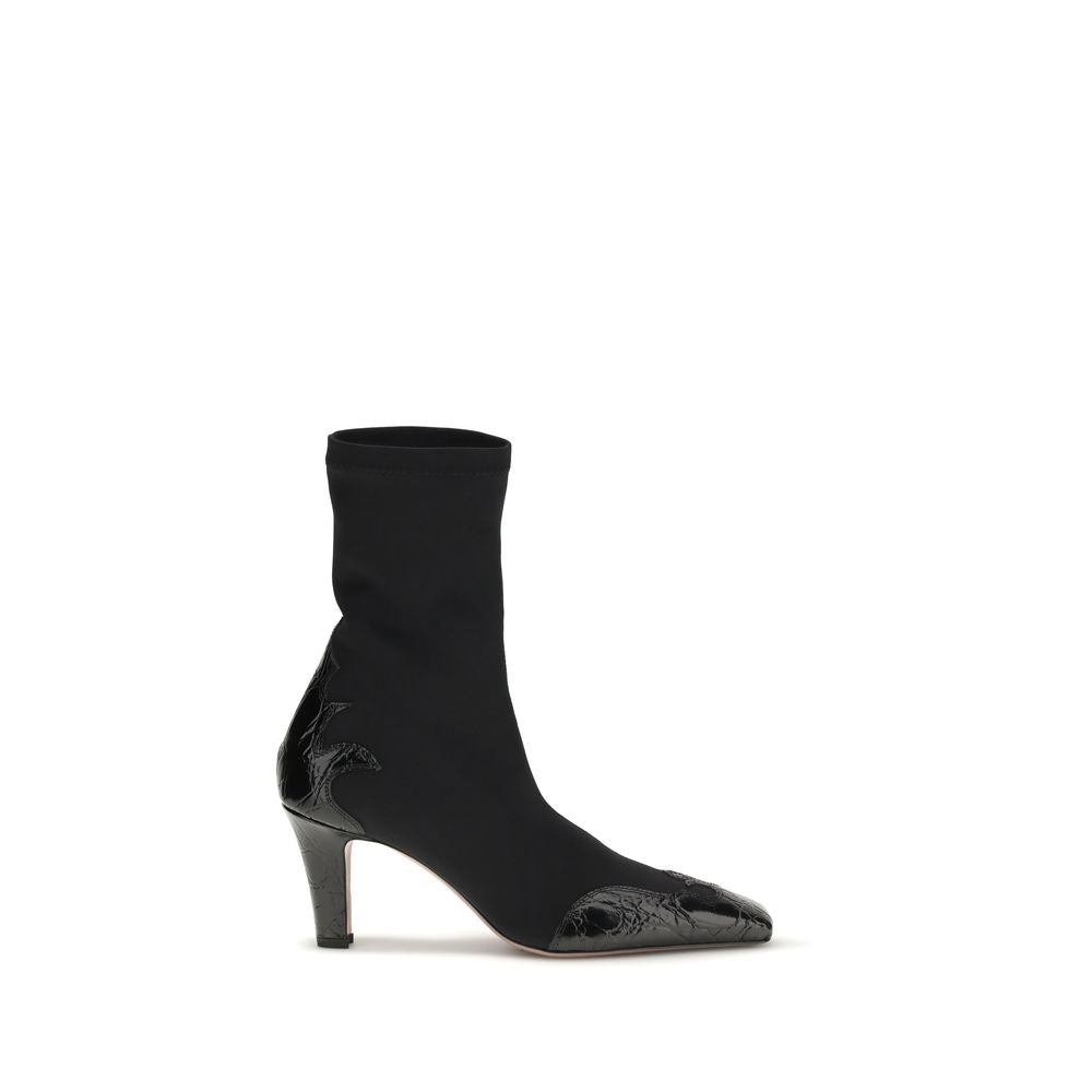Black Calf Leather Bos Taurus Ankle Boots - ventzia