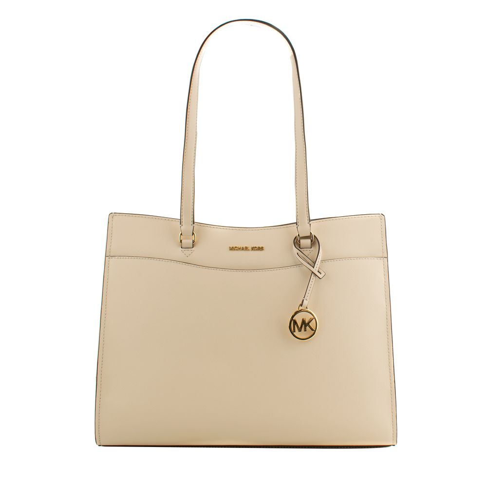 Beige Leather Tote Bag - ventzia