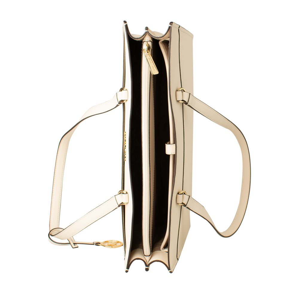Beige Leather Tote Bag - ventzia