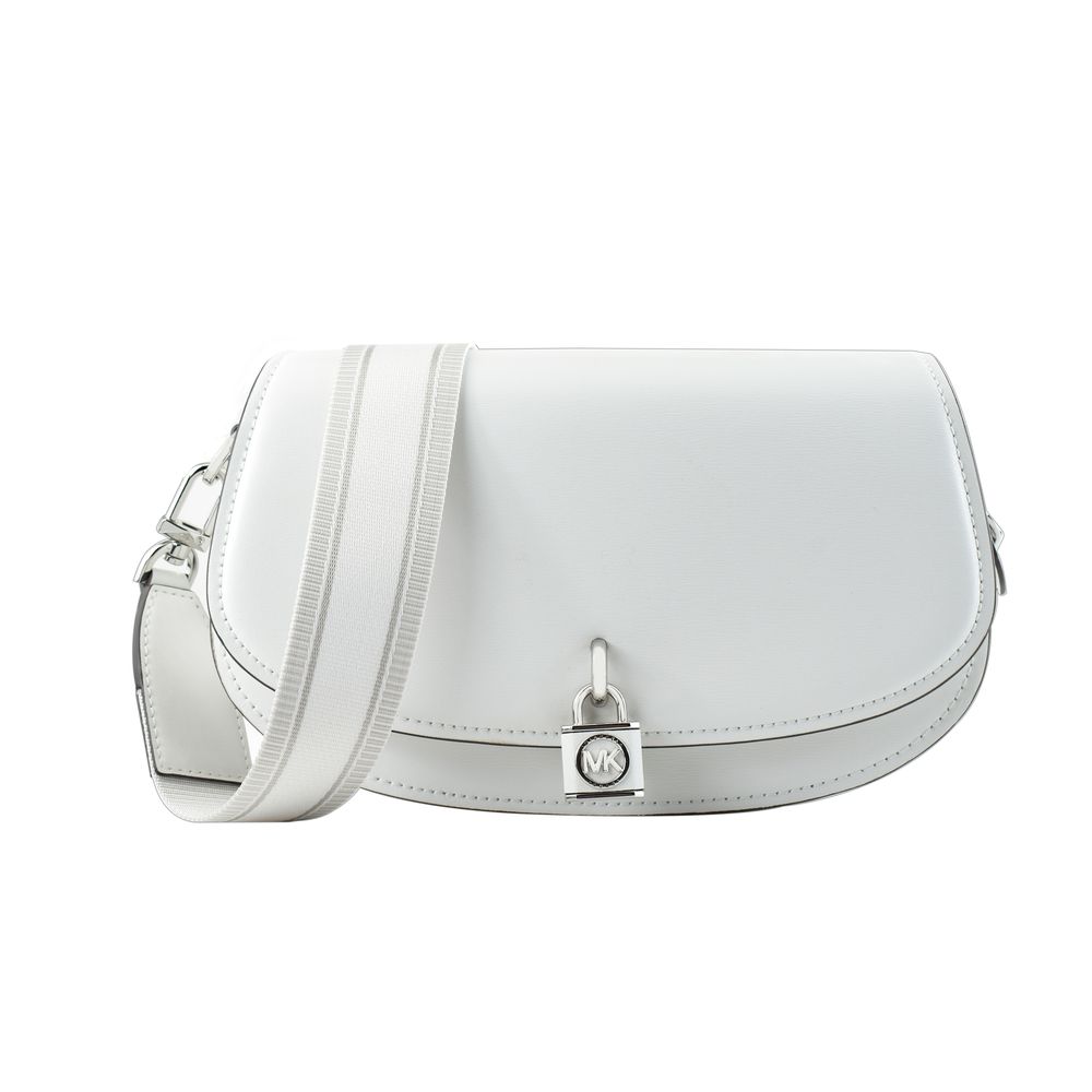 White Leather Shoulder Bag - ventzia