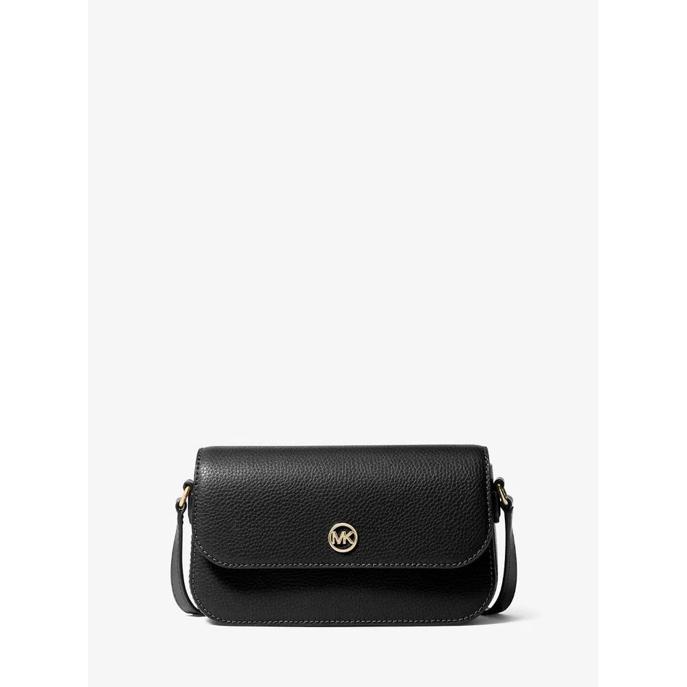 Black Leather Crossbody Bag - ventzia