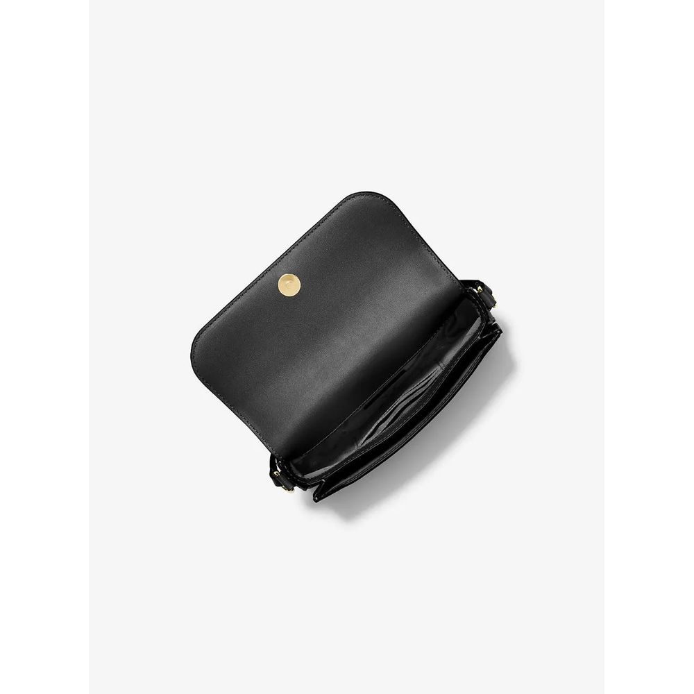 Black Leather Crossbody Bag - ventzia