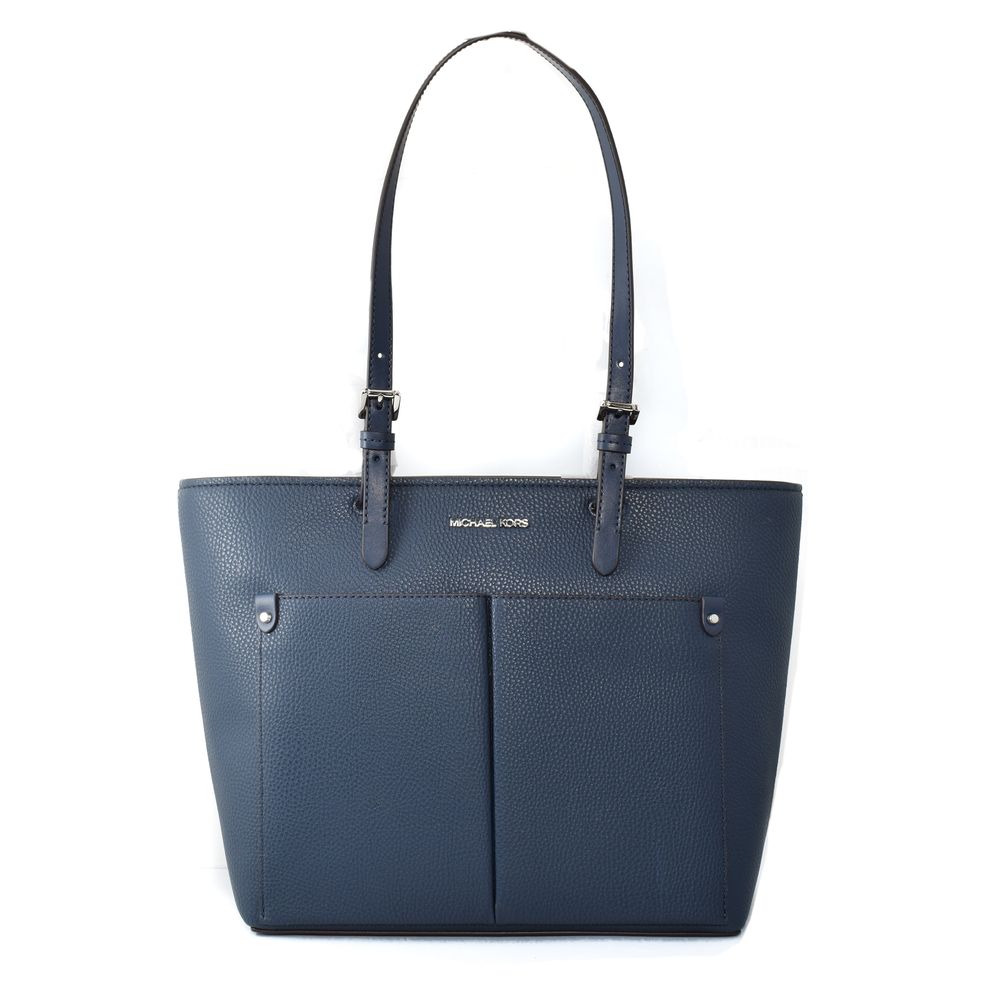 Blue Artificial Leather Tote Bag - ventzia