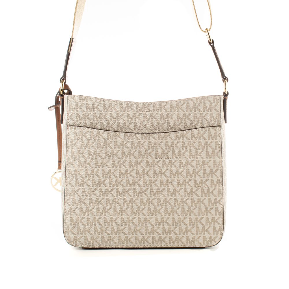 Beige Canvas Crossbody Bag - ventzia