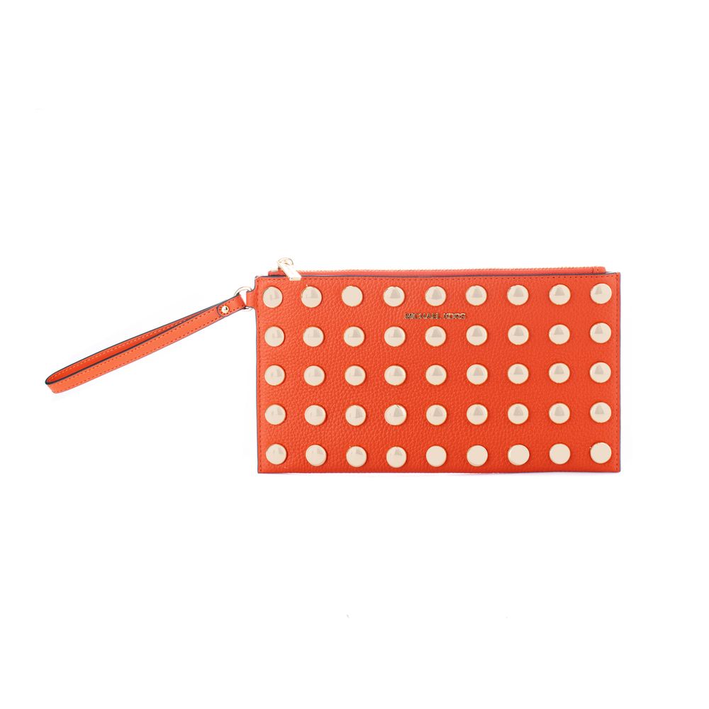 Orange Leather Clutch Bag - ventzia