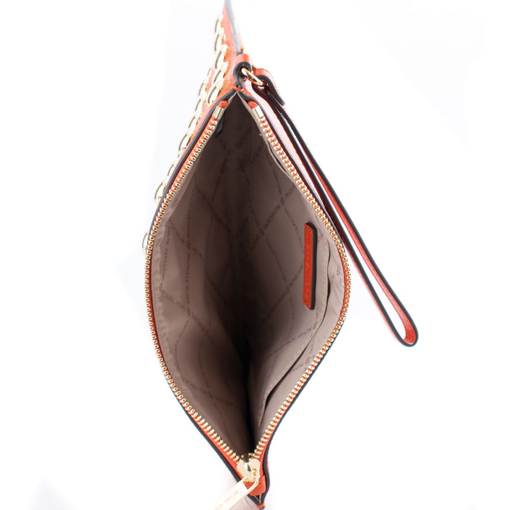 Orange Leather Clutch Bag - ventzia