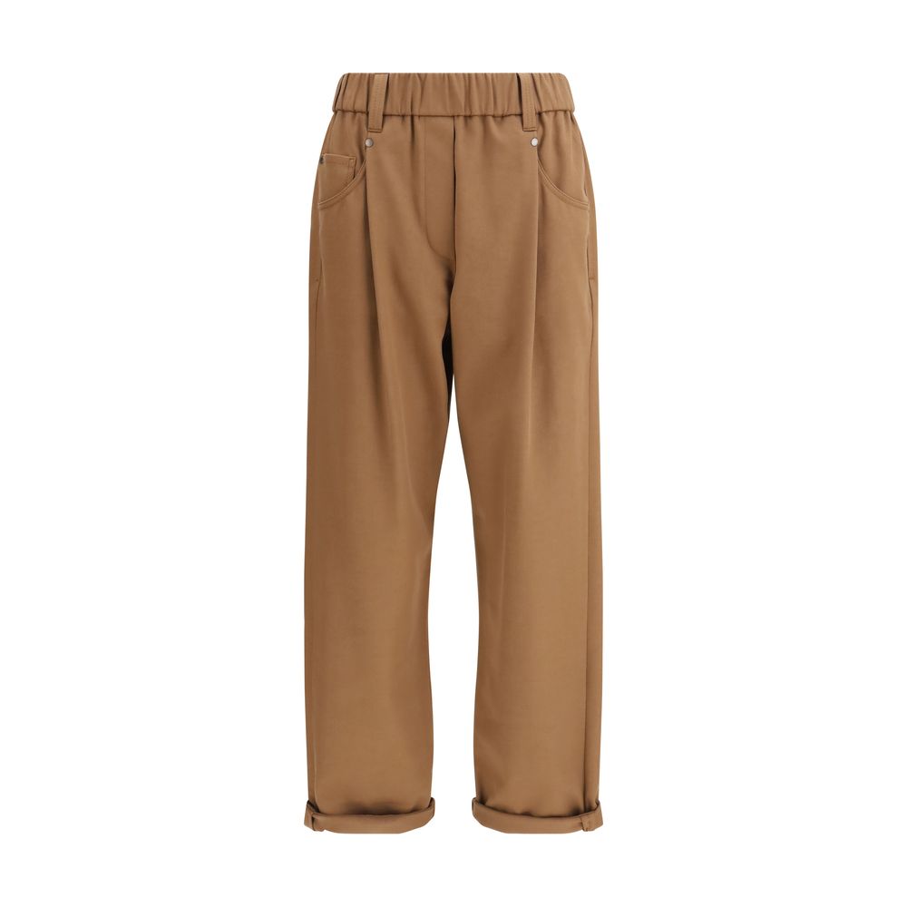 Brown Cotton Casual Pants - ventzia