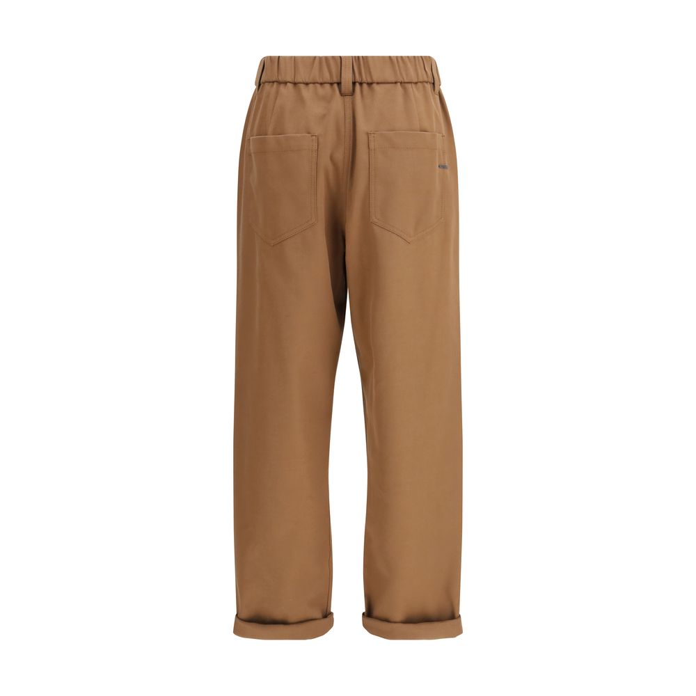 Brown Cotton Casual Pants - ventzia