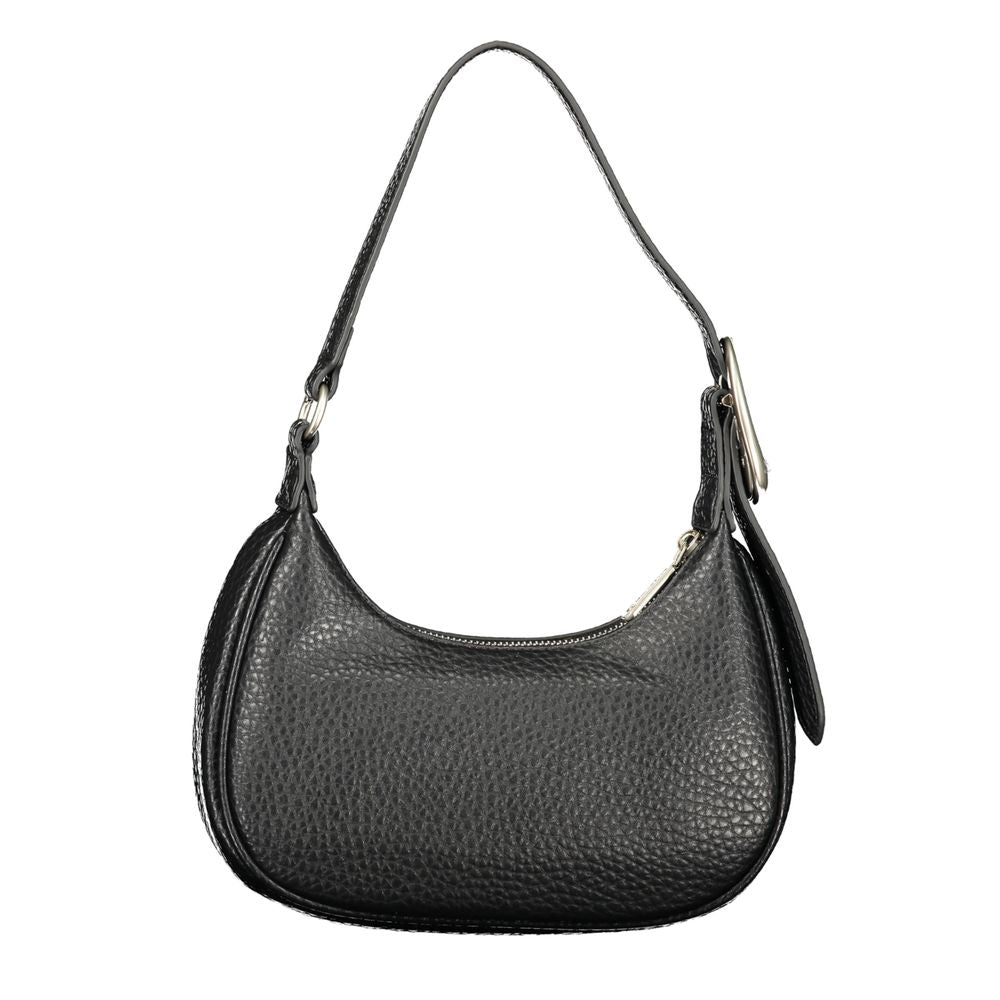 Black Polyurethane Women Shoulder Bag - ventzia