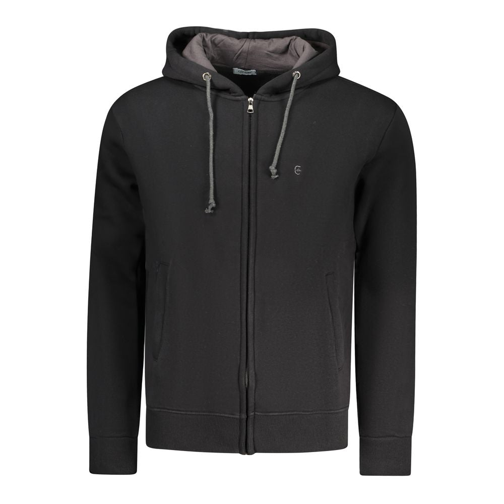 Black Cotton Men's Hooded Sweatshirt - ventzia