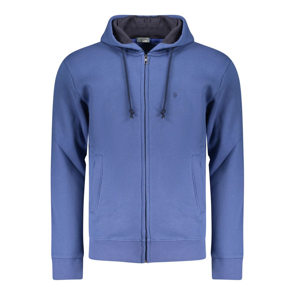 Blue Cotton Men's Hoodie Sweatshirt - ventzia