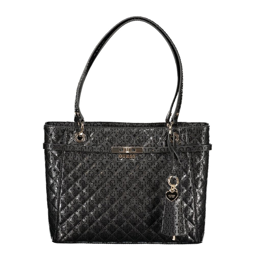 Black Polyurethane Women's Handbag - ventzia
